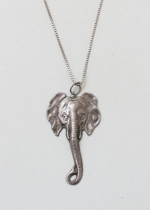 Vintage Sterling Silver Elephant Necklace