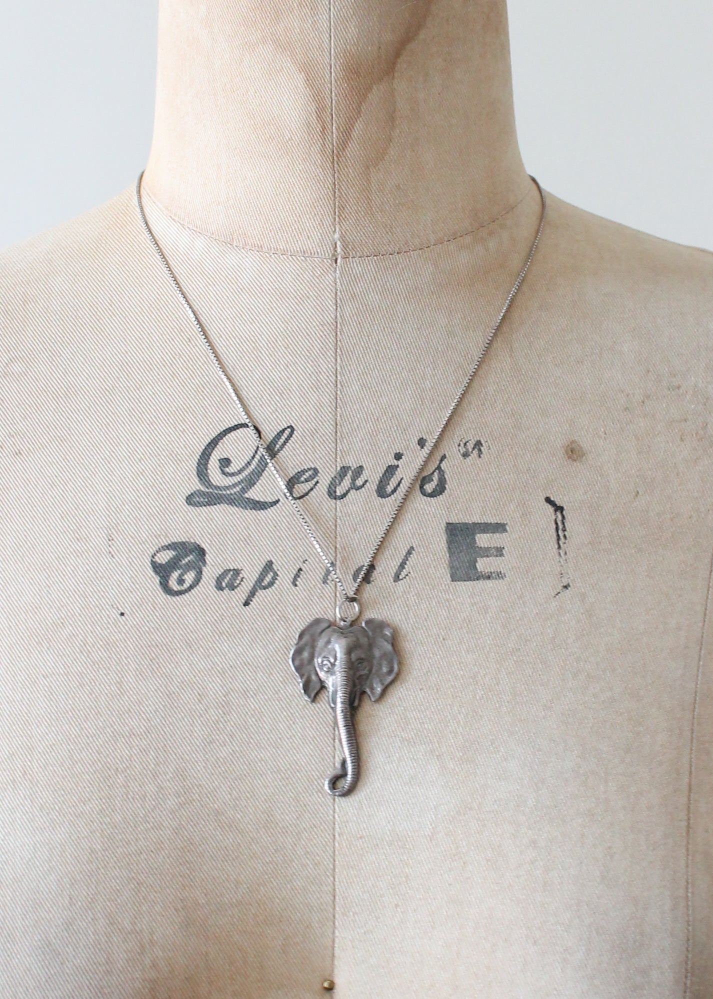 Vintage Sterling Silver Elephant Necklace