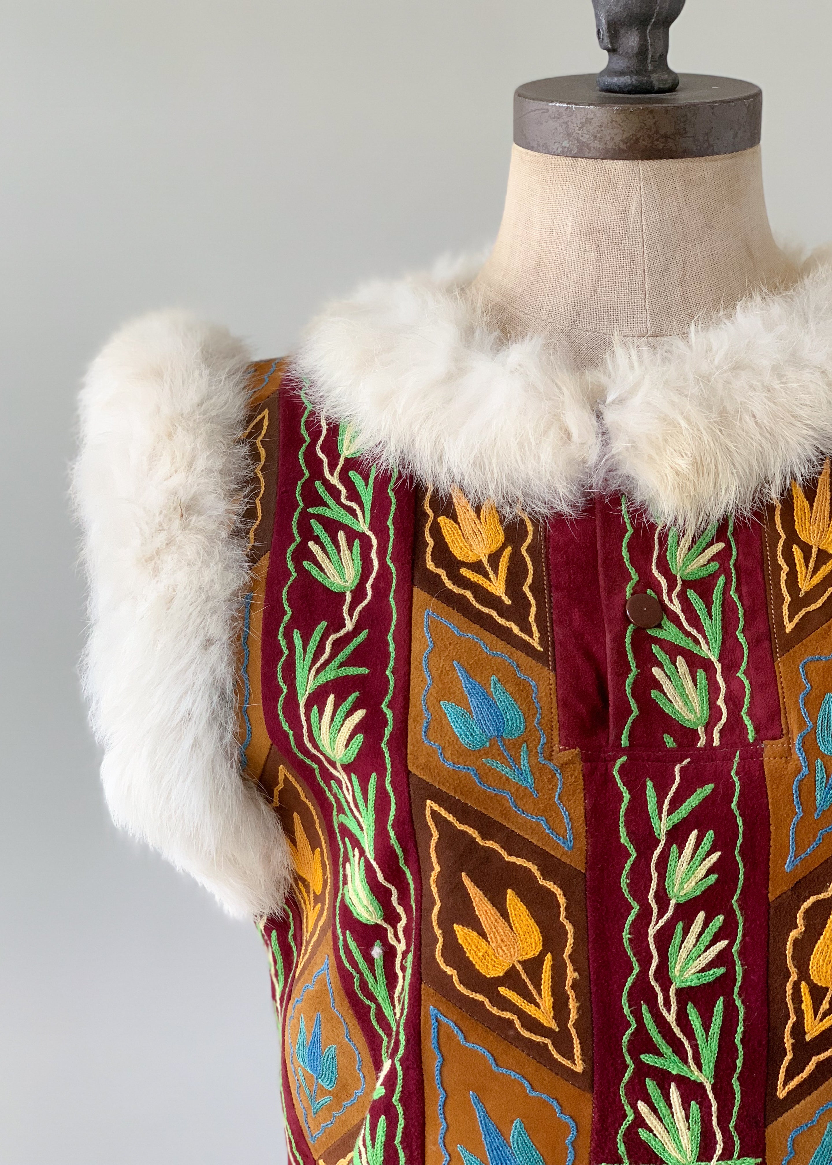 Vintage Suede and Fur Tunic Top