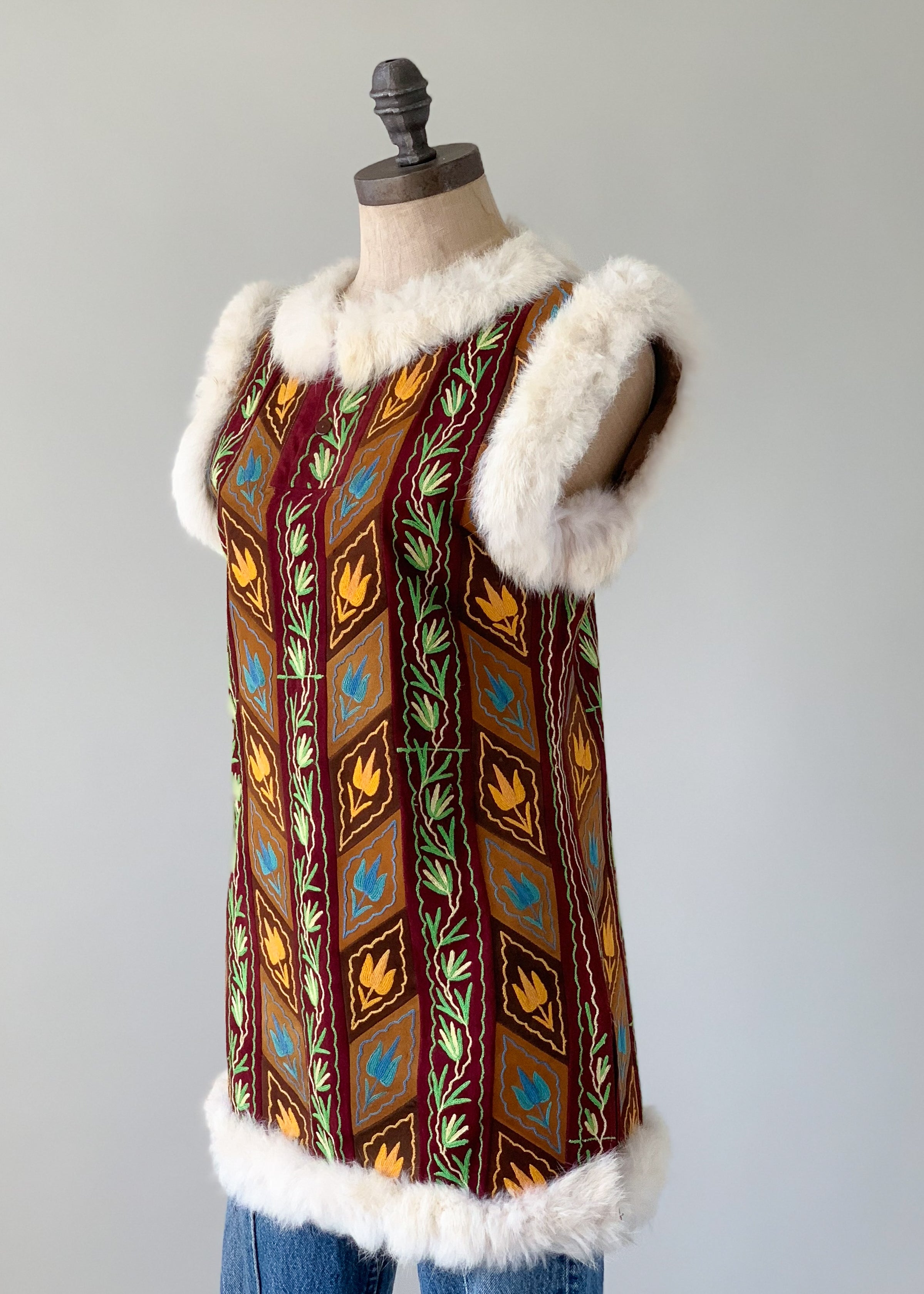 Vintage Suede and Fur Tunic Top