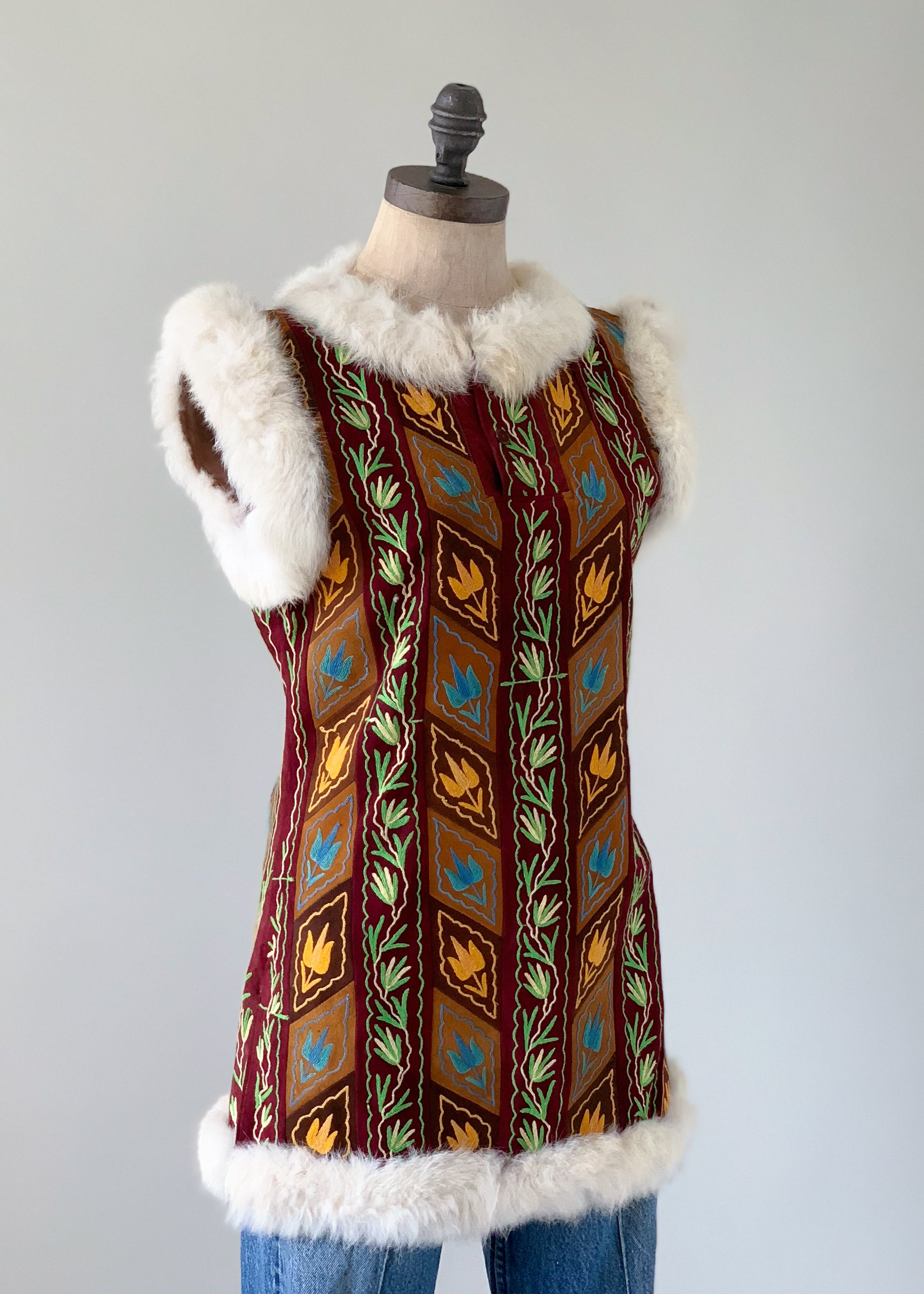 Vintage Suede and Fur Tunic Top