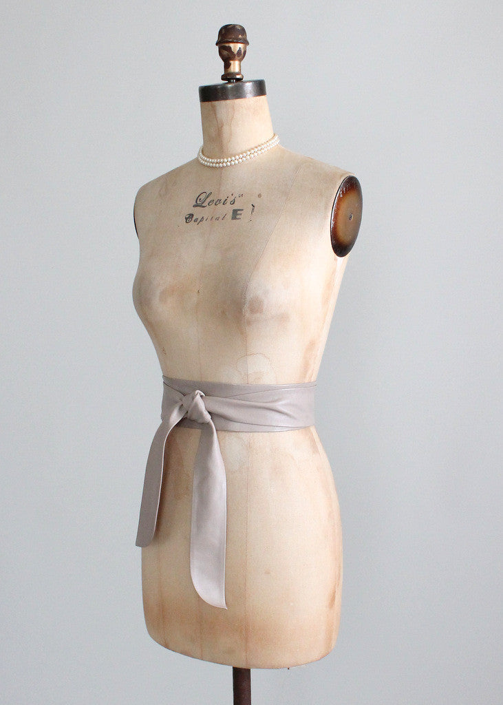 Vintage 1980s Taupe Leather Wrap Belt