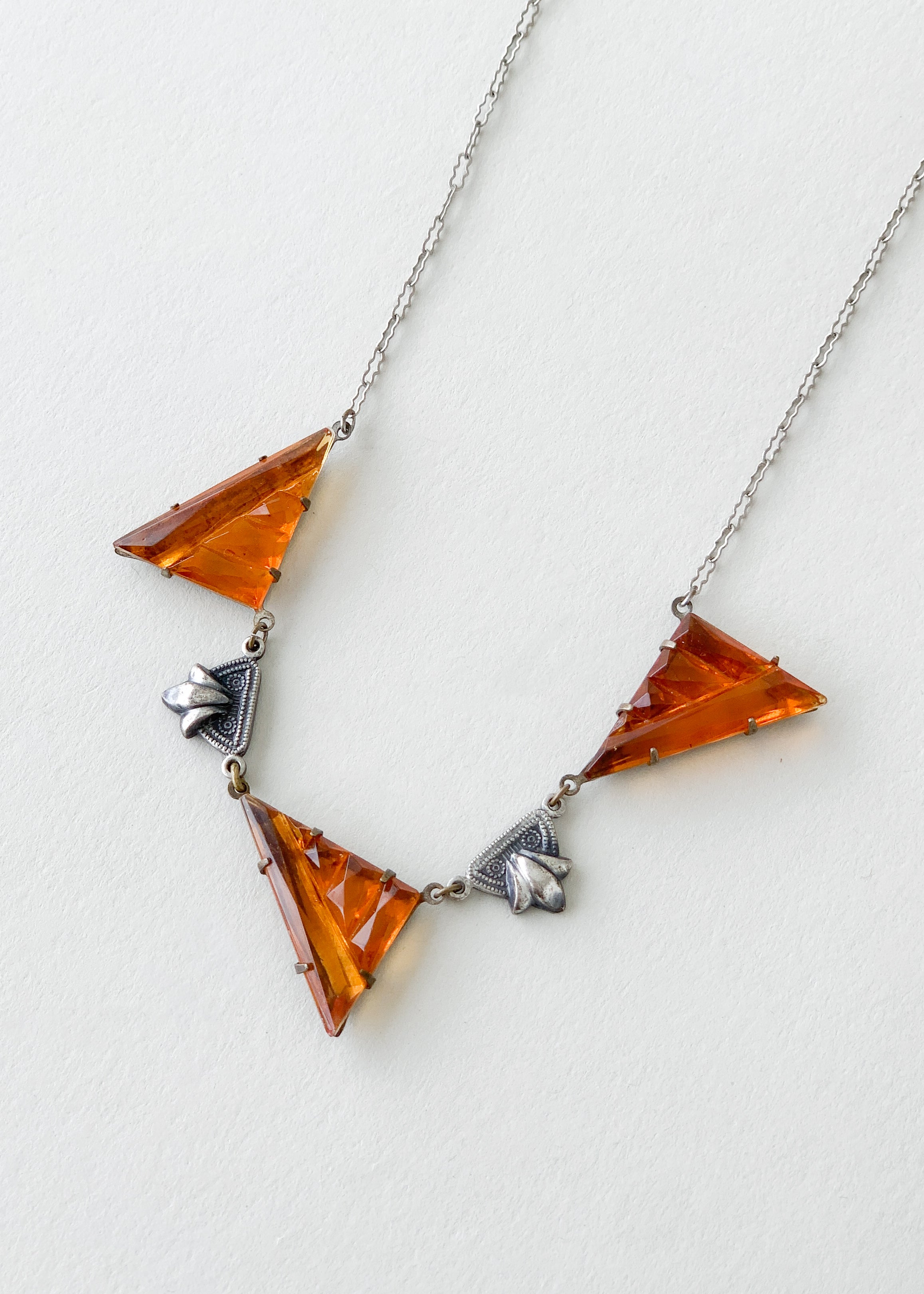 Vintage 1930s Deco Amber Glass Necklace