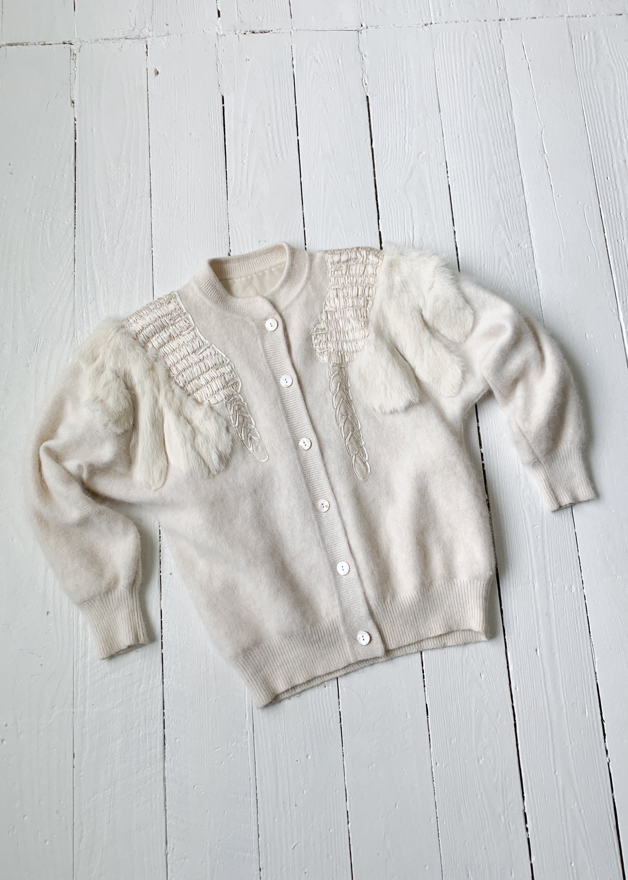 Vintage Angora and Fur Cardigan