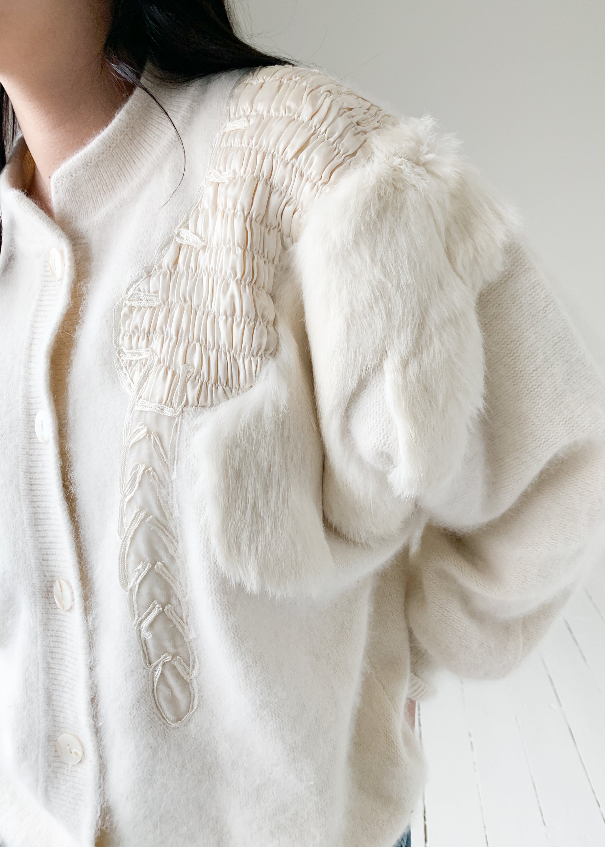 Vintage Angora and Fur Cardigan