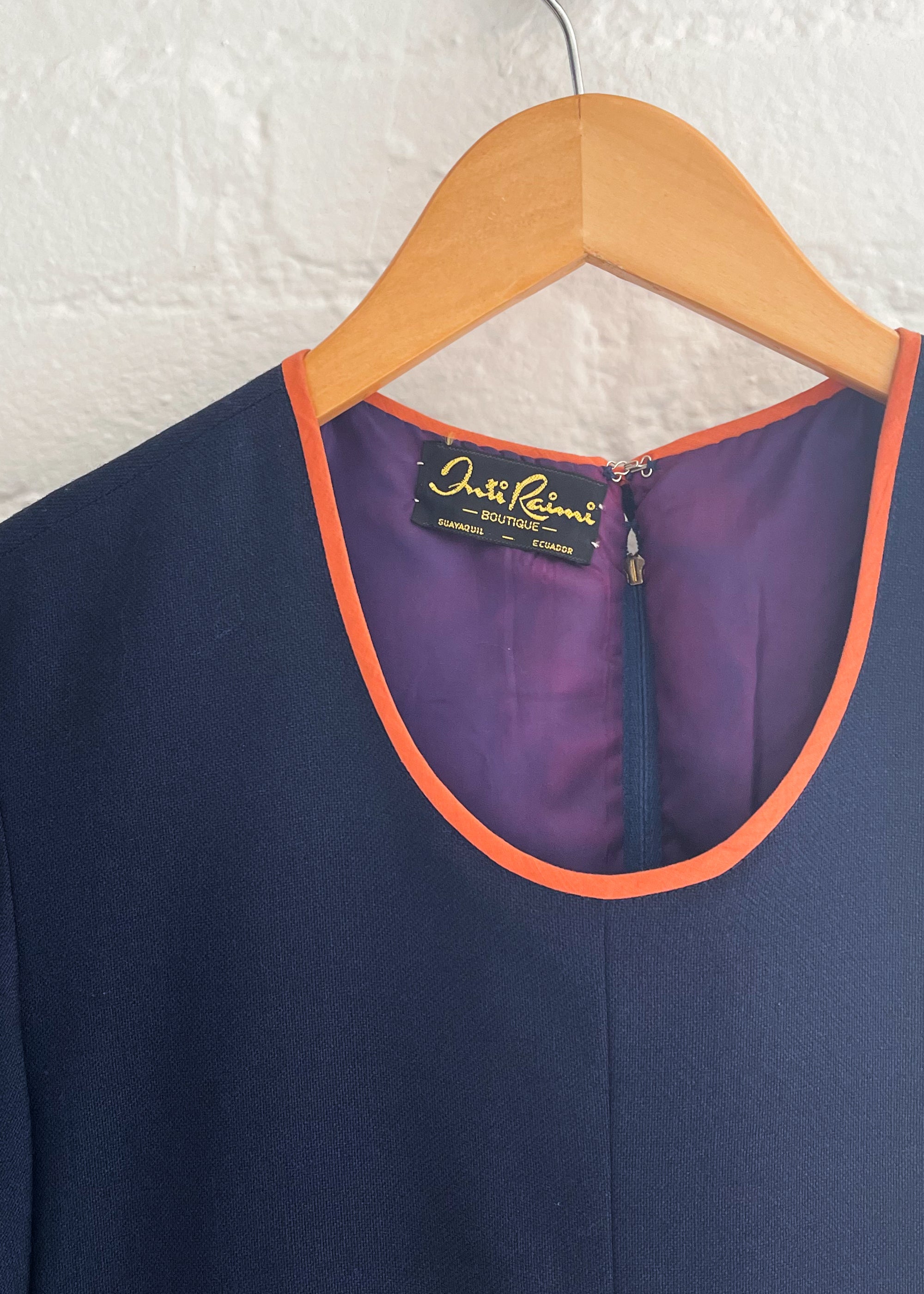 Vintage 1970s Crewel Embroidered Wool Caftan Dress