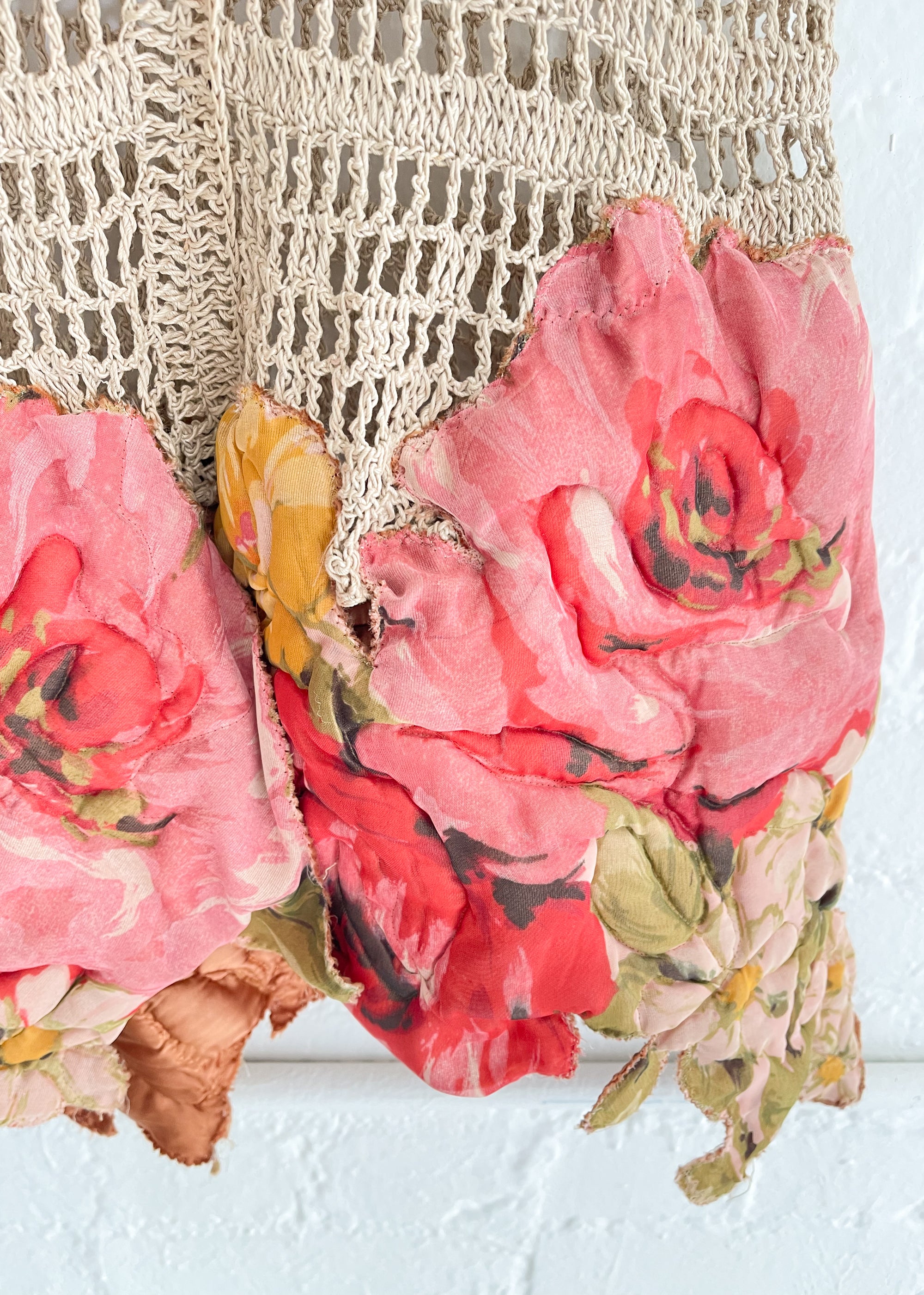 Vintage Crochet Cardigan with Bold Flowers