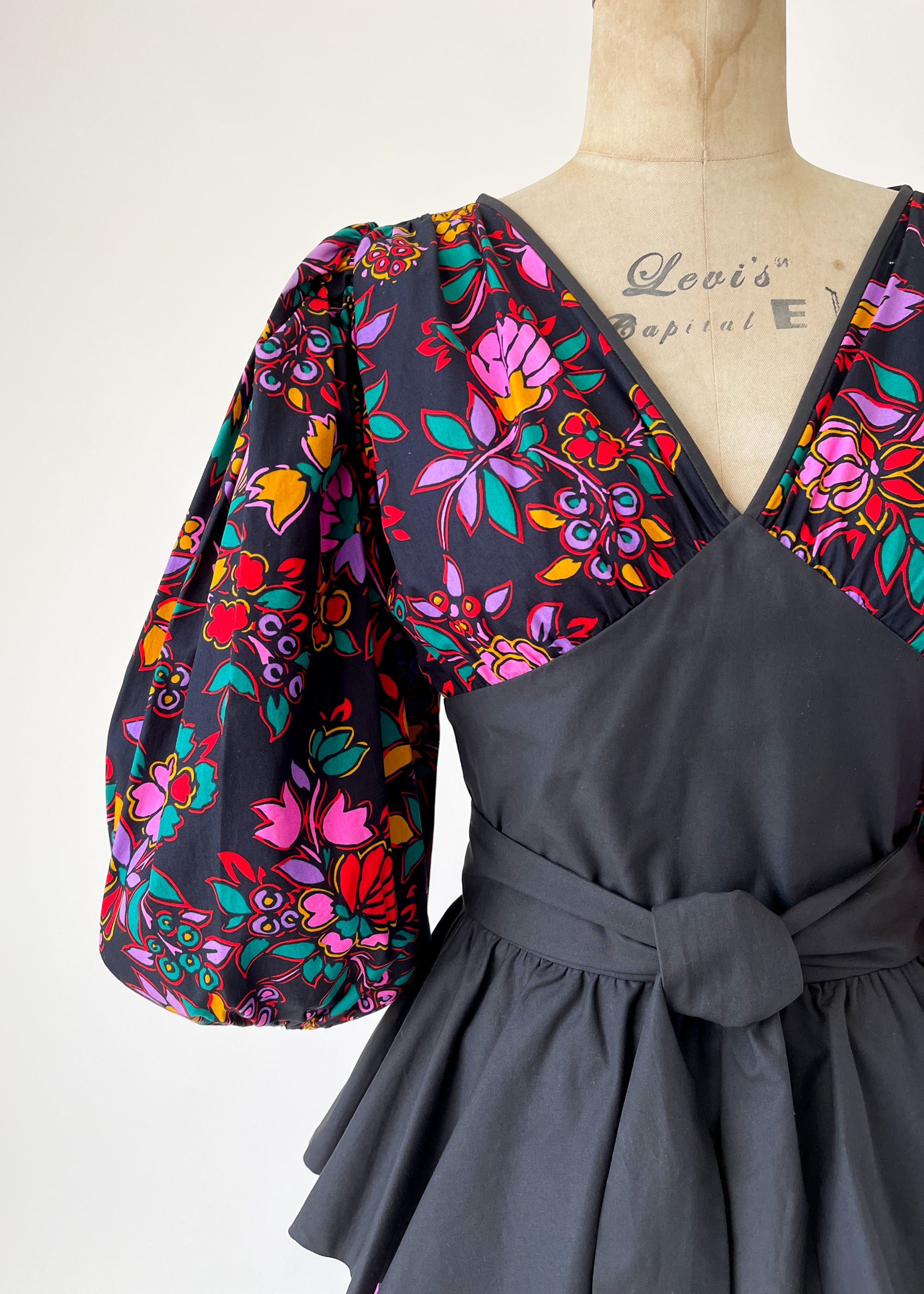 Vintage Early 1980s YSL Cotton Peplum Dress