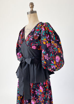 Vintage Early 1980s YSL Cotton Peplum Dress