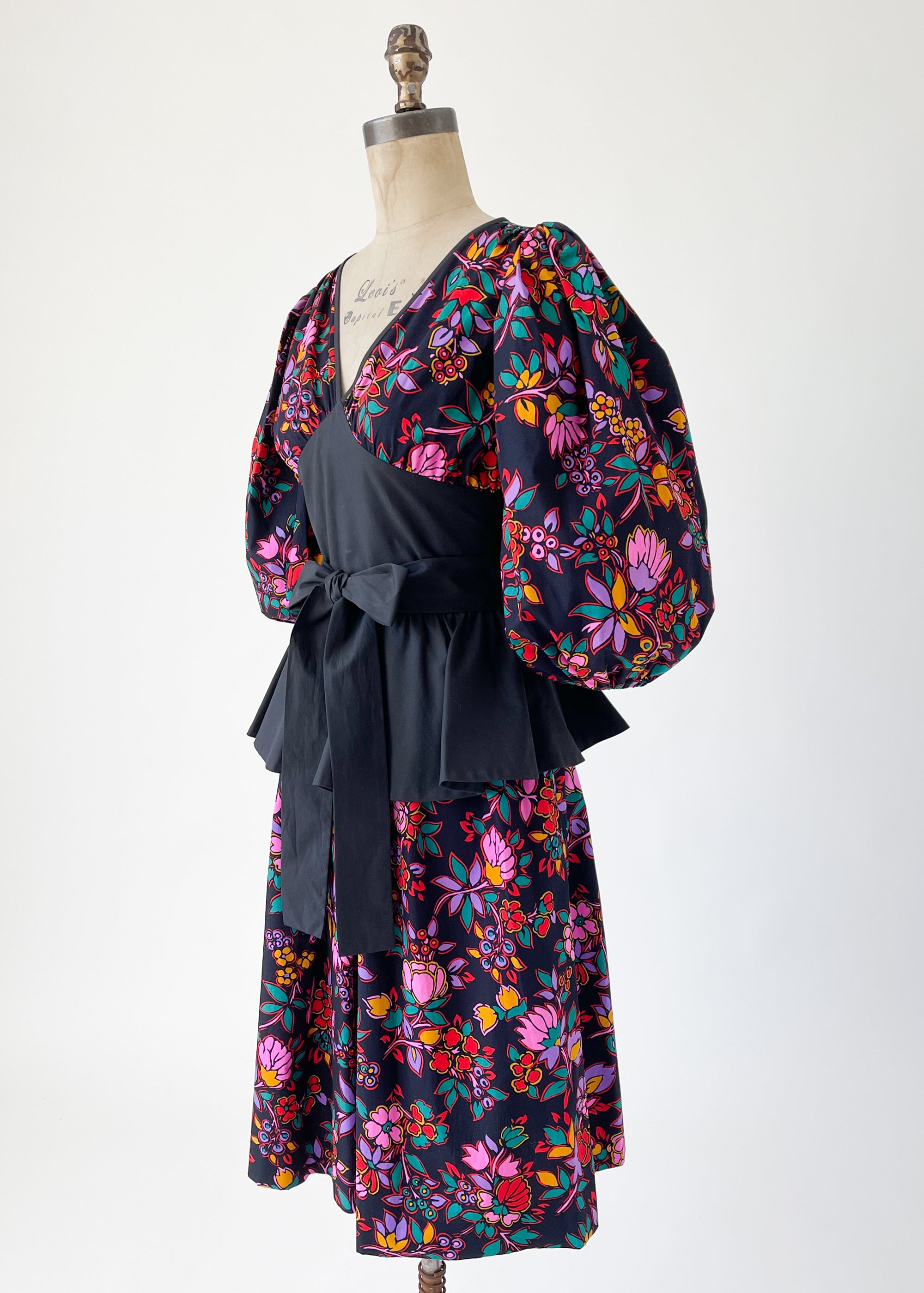 Vintage Early 1980s YSL Cotton Peplum Dress