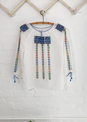 Vintage 1970s Yugoslavian Embroidered Cotton Top