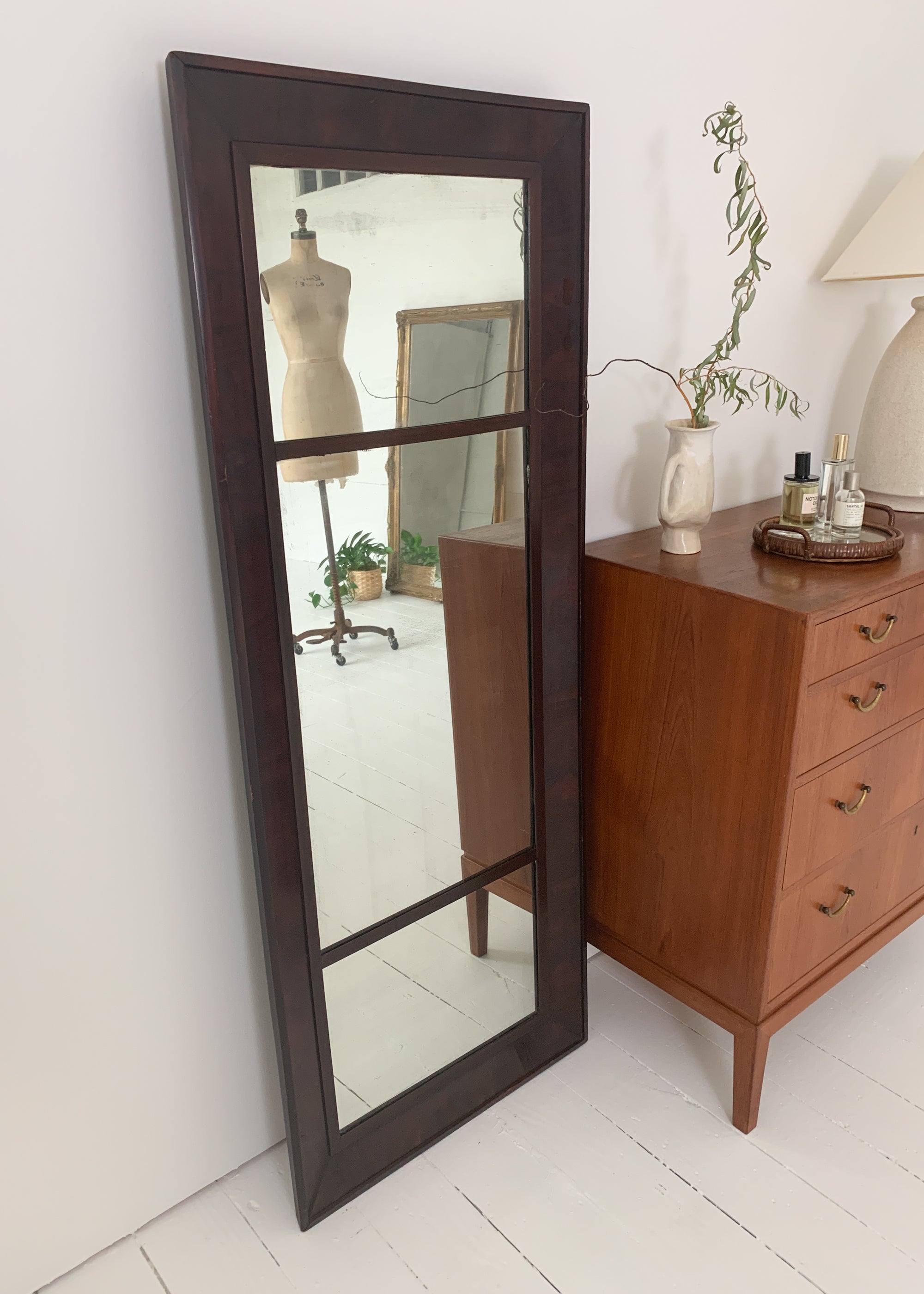 Vintage Wood Frame Floor Mirror