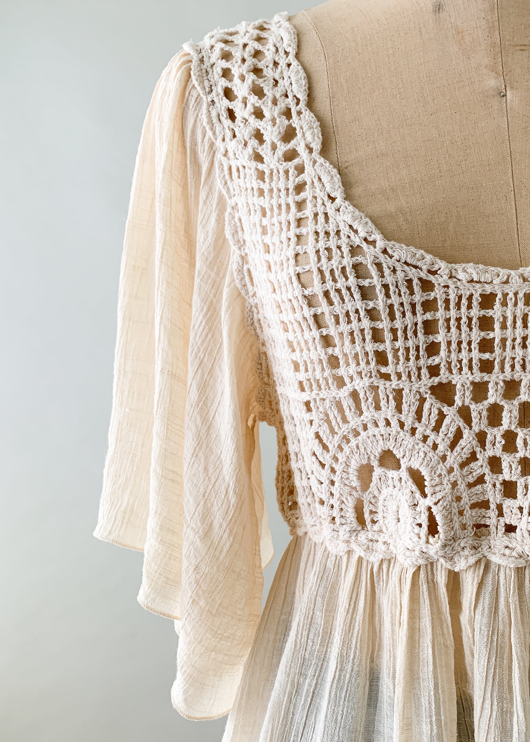 Vintage 1970s Gauze and Knit Top