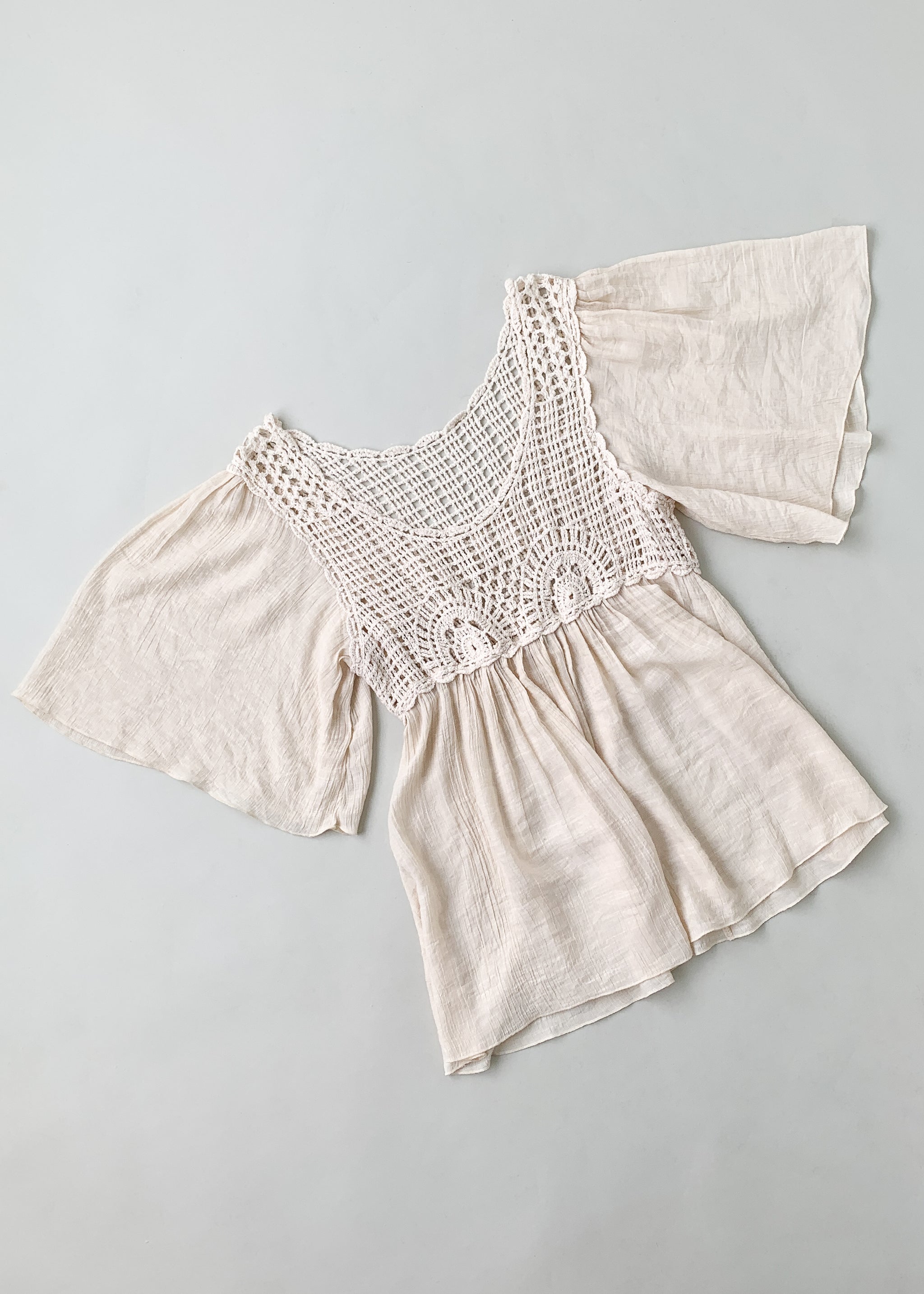 Vintage 1970s Gauze and Knit Top