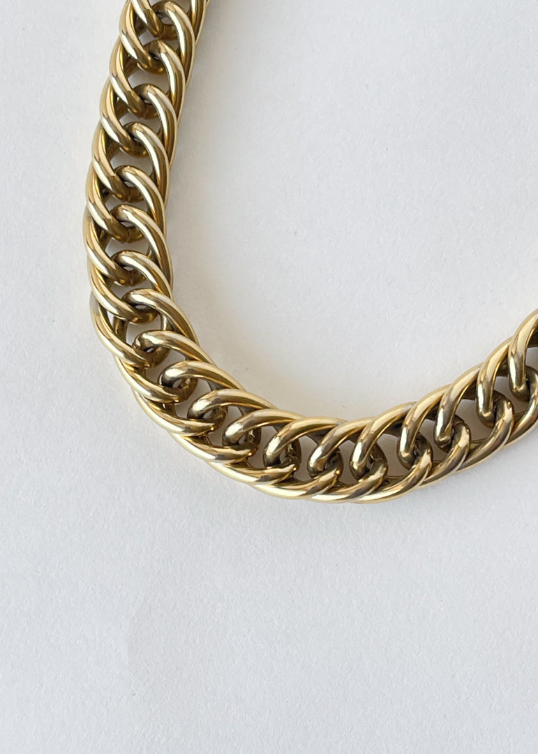 Vintage Chunky Gold Curb Chain Necklace