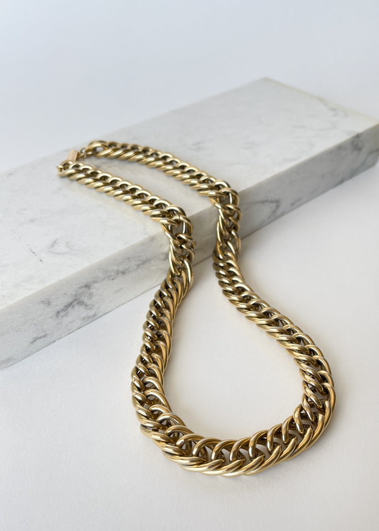 Vintage Chunky Gold Curb Chain Necklace