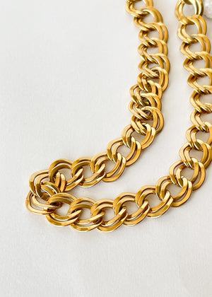 Vintage Gold Parallel Curb Chain Necklace