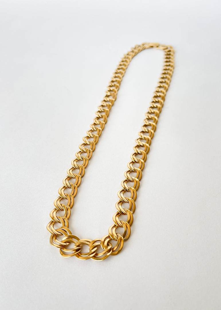 Vintage Gold Parallel Curb Chain Necklace