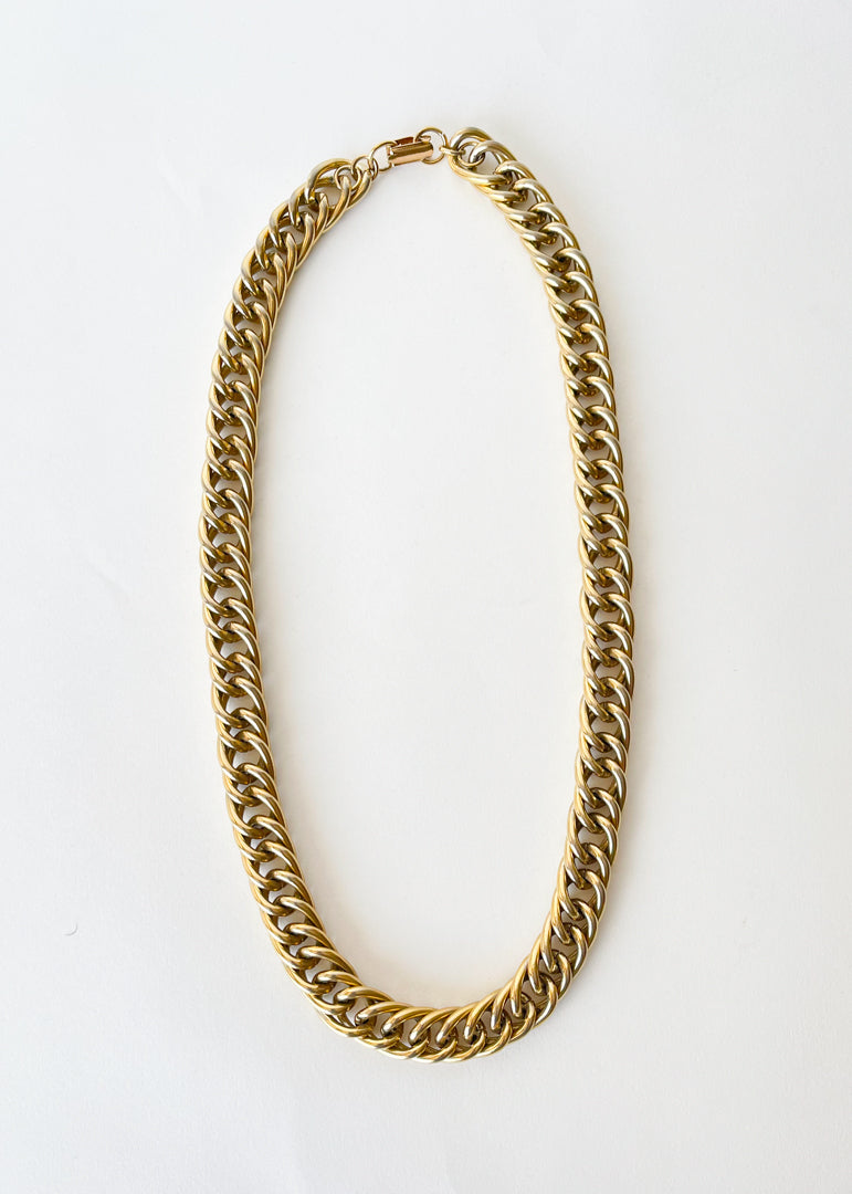 Vintage Chunky Gold Curb Chain Necklace