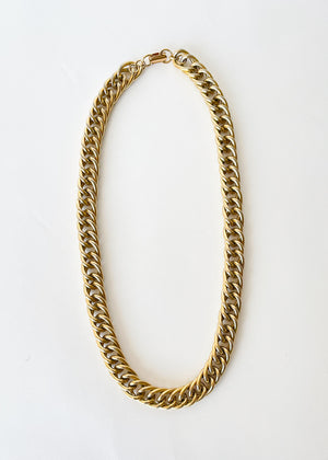 Vintage Chunky Gold Curb Chain Necklace