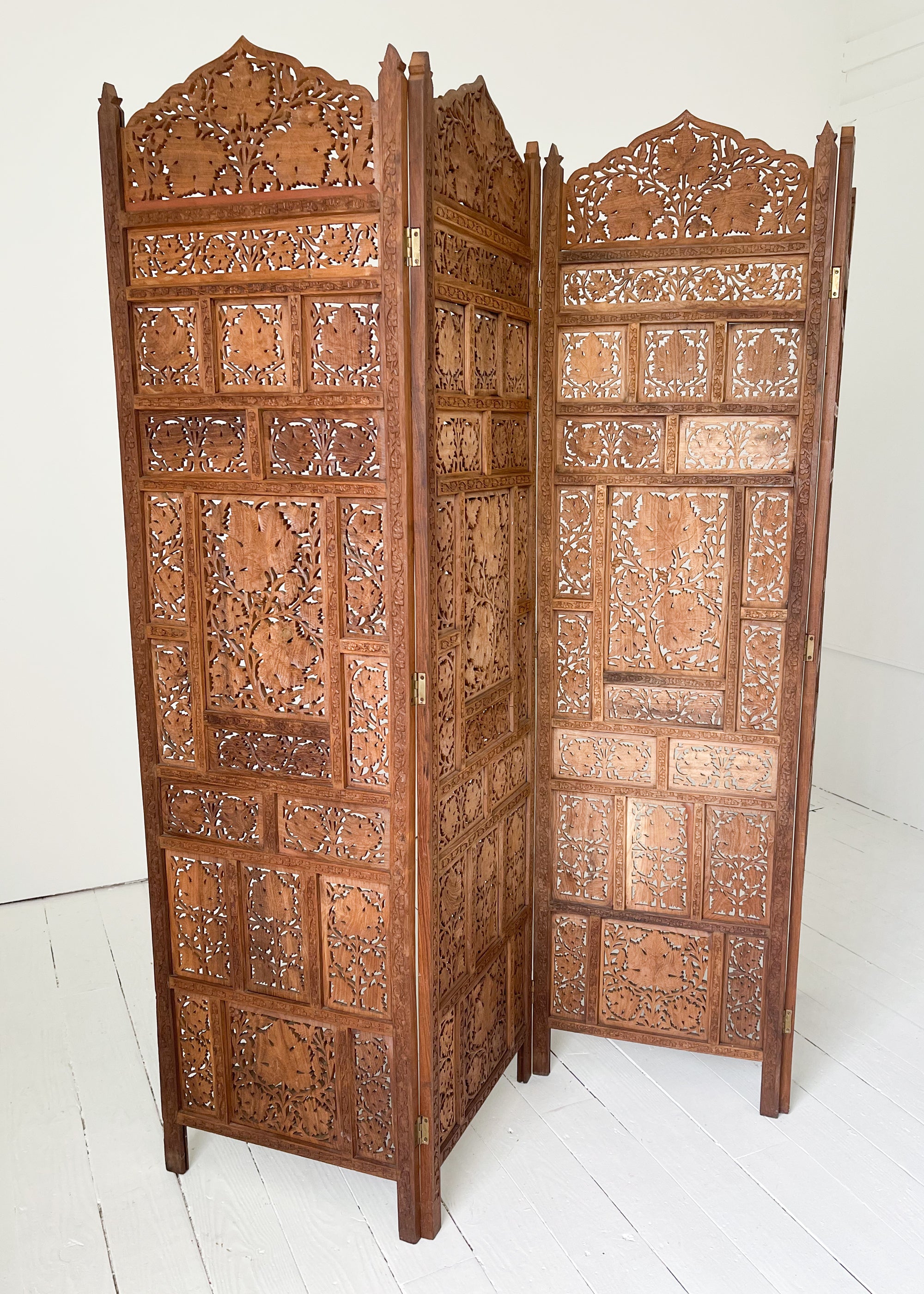 Vintage Hand-Carved Teak Screen
