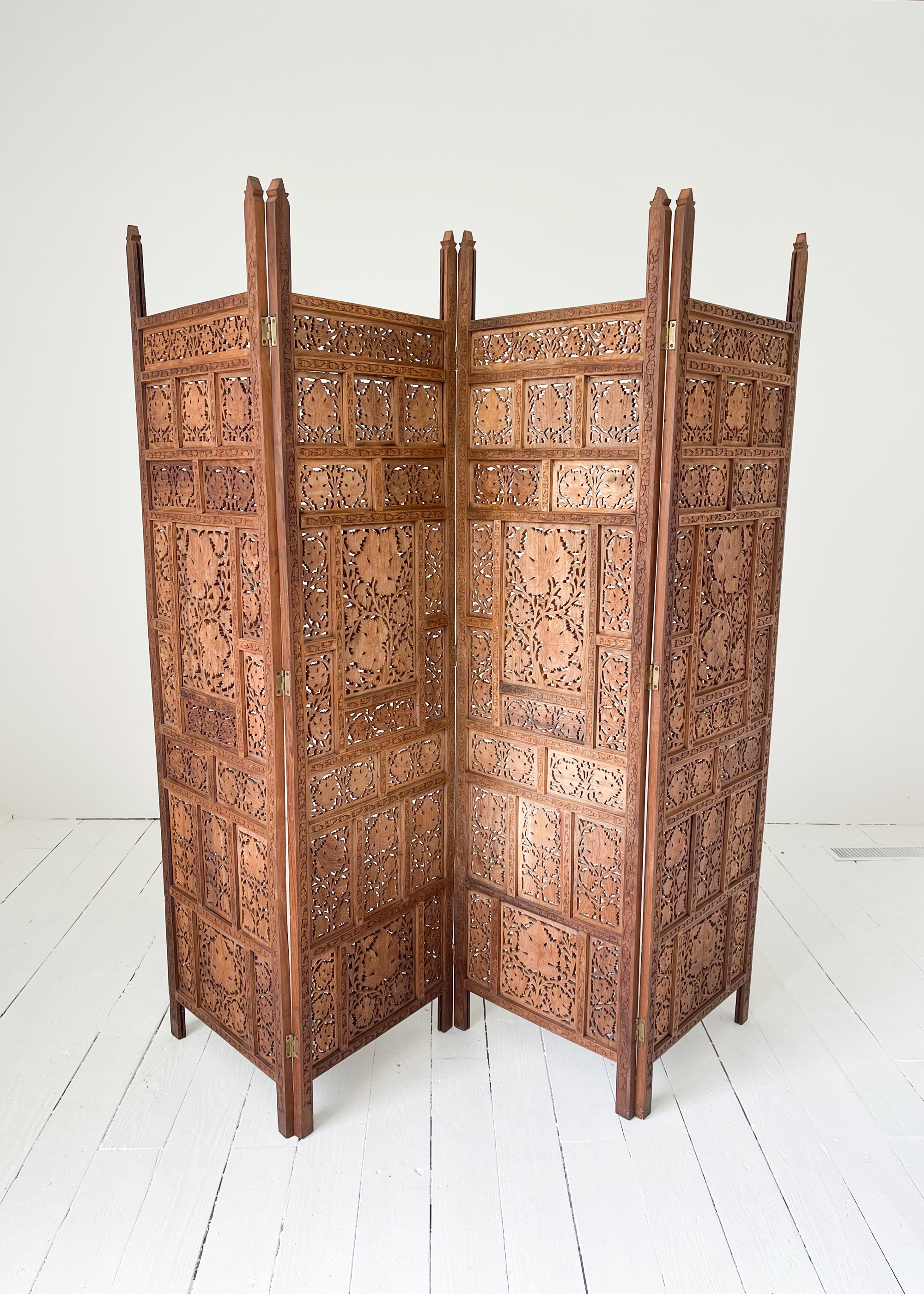 Vintage Hand-Carved Teak Screen