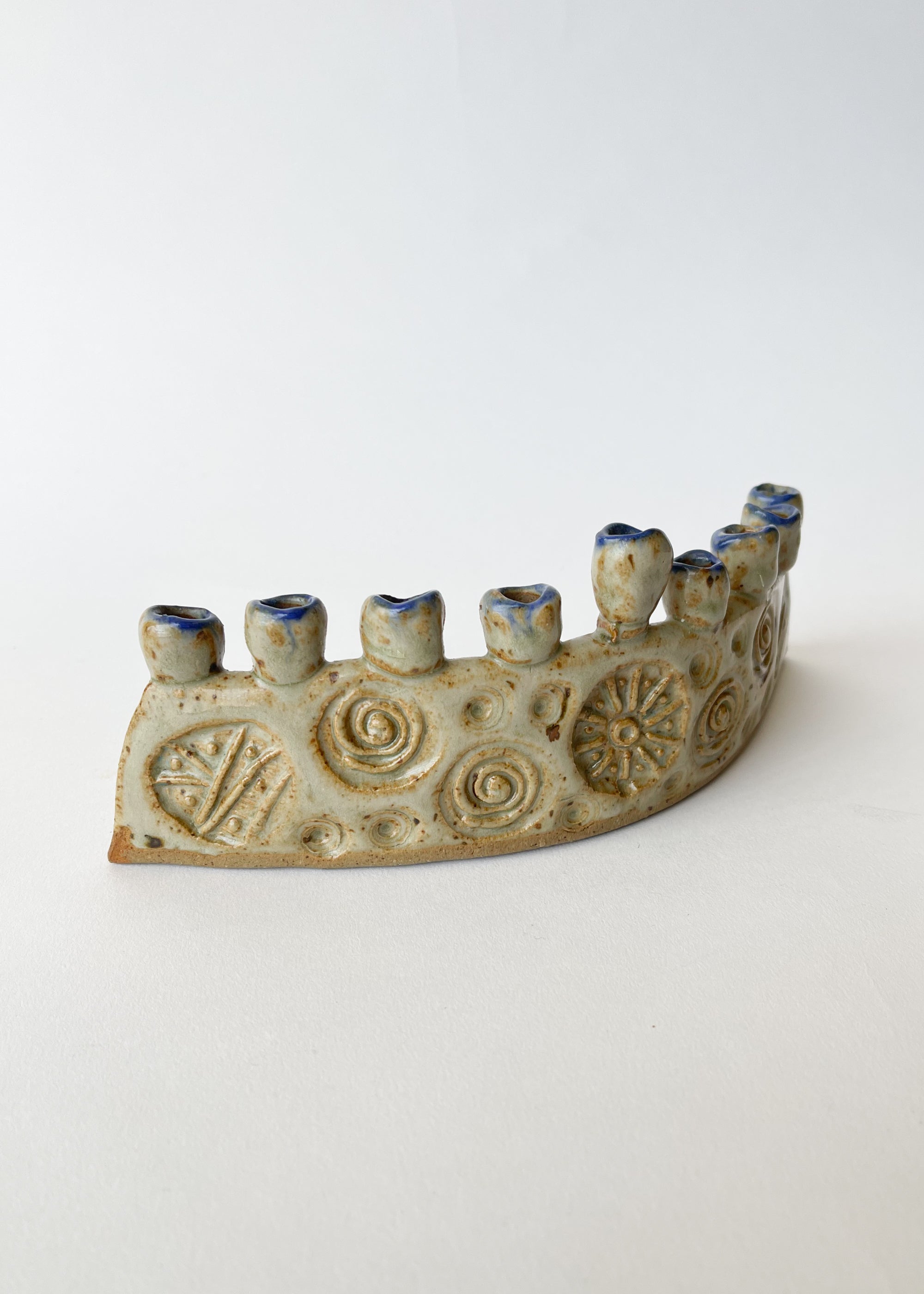 Vintage Handmade Ceramic Hannukah Menorah