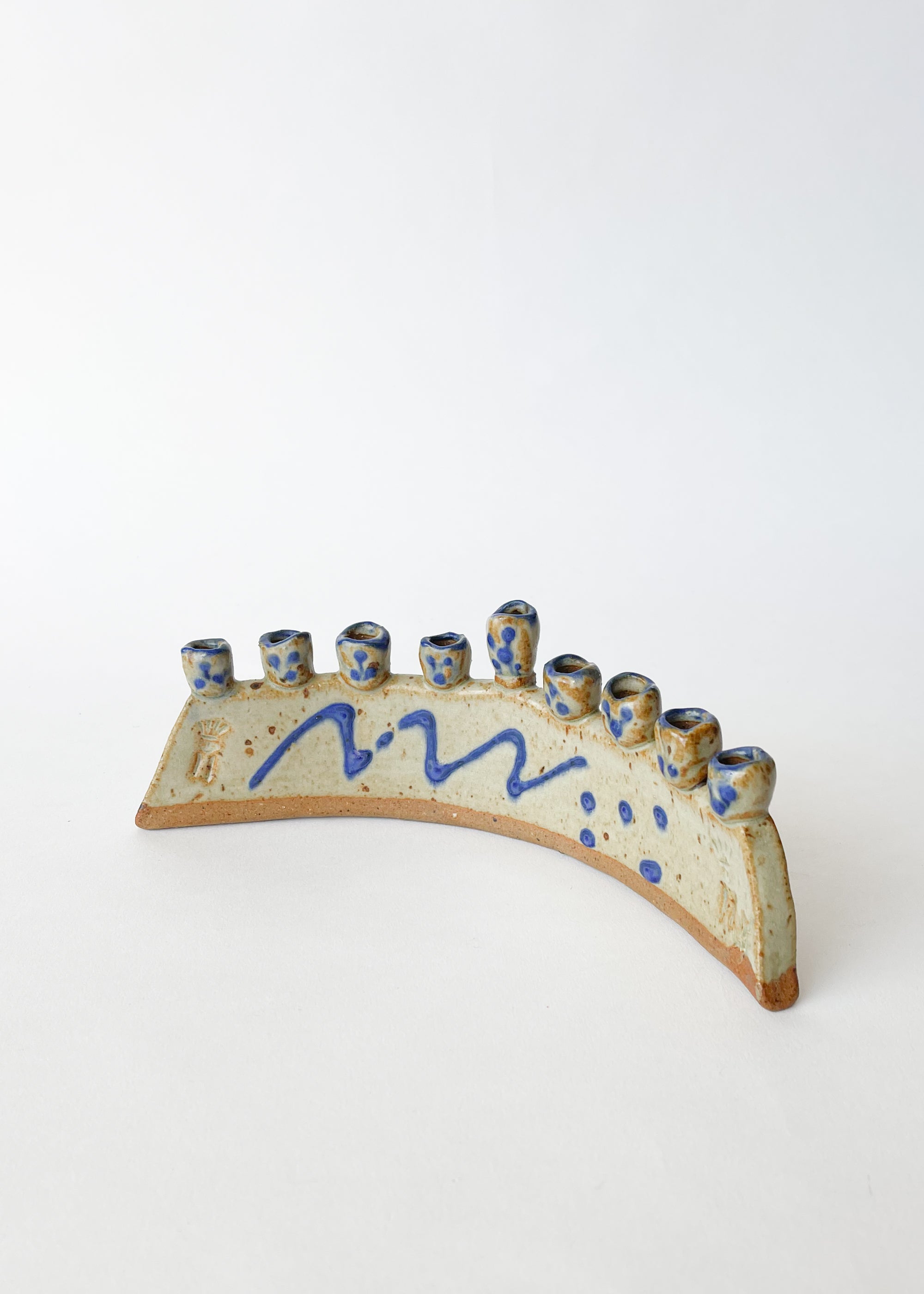 Vintage Handmade Ceramic Hannukah Menorah