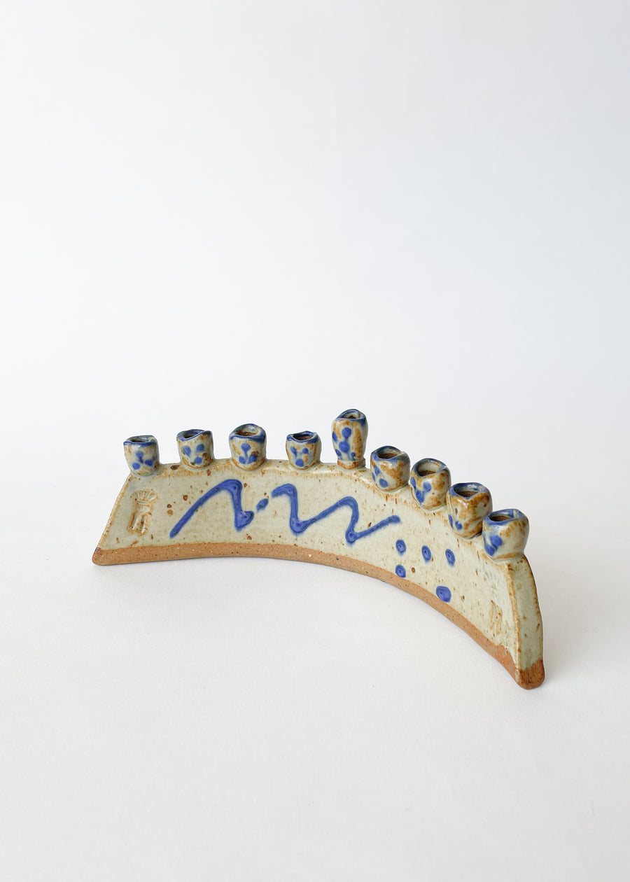 Vintage Handmade Ceramic Hannukah Menorah