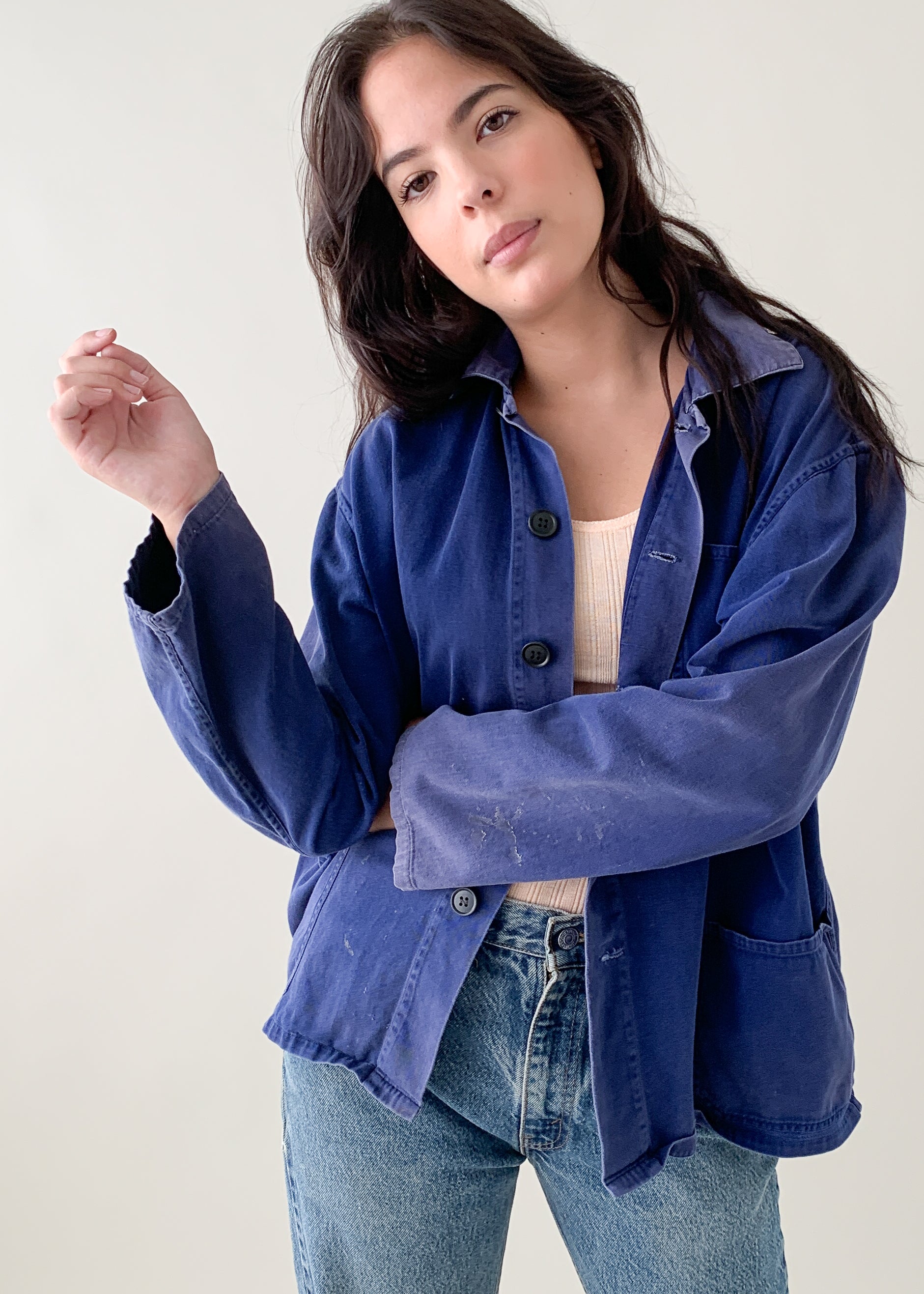 Vintage 1960s European Indigo Workwear Jacket