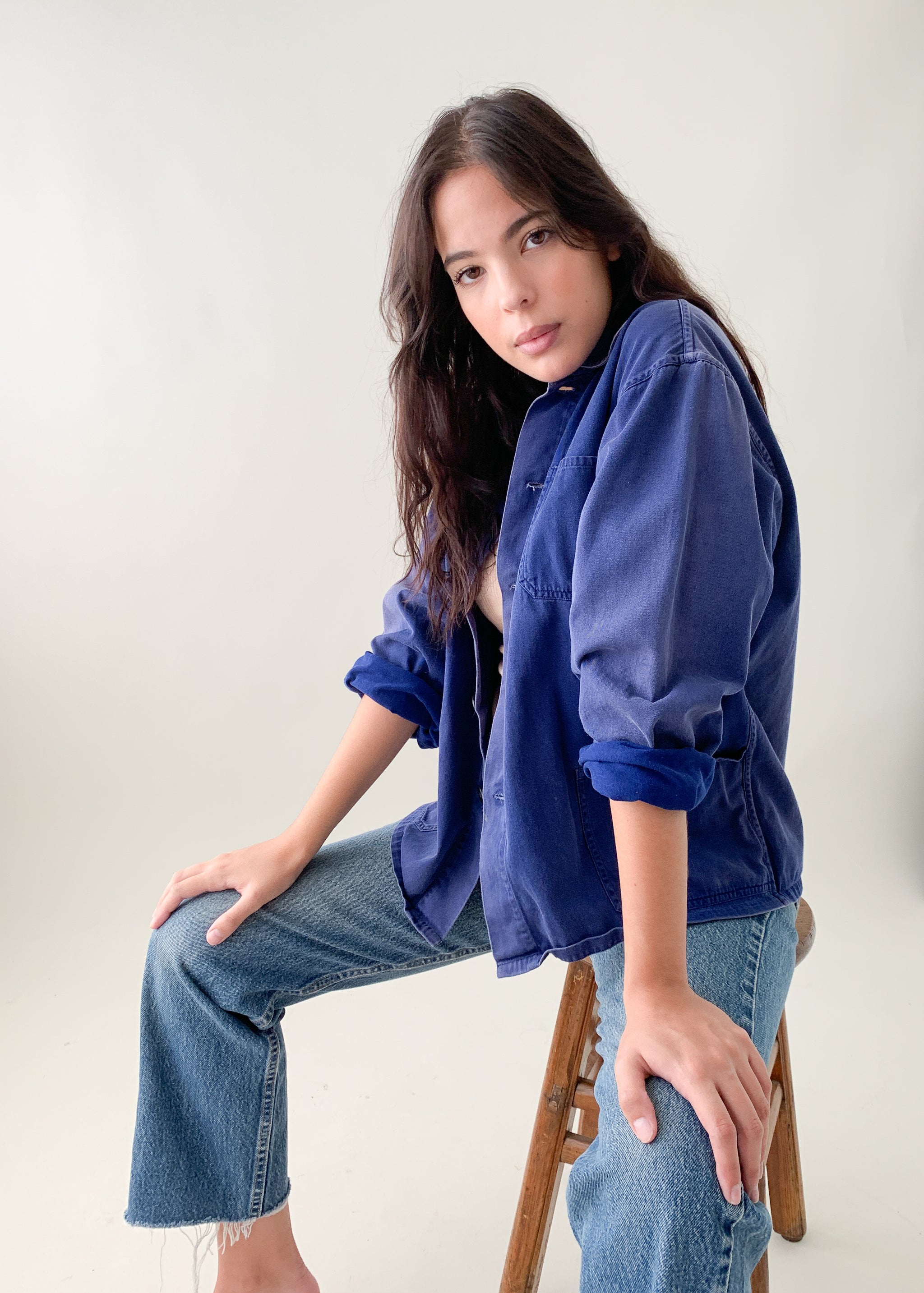 Vintage 1960s European Indigo Workwear Jacket