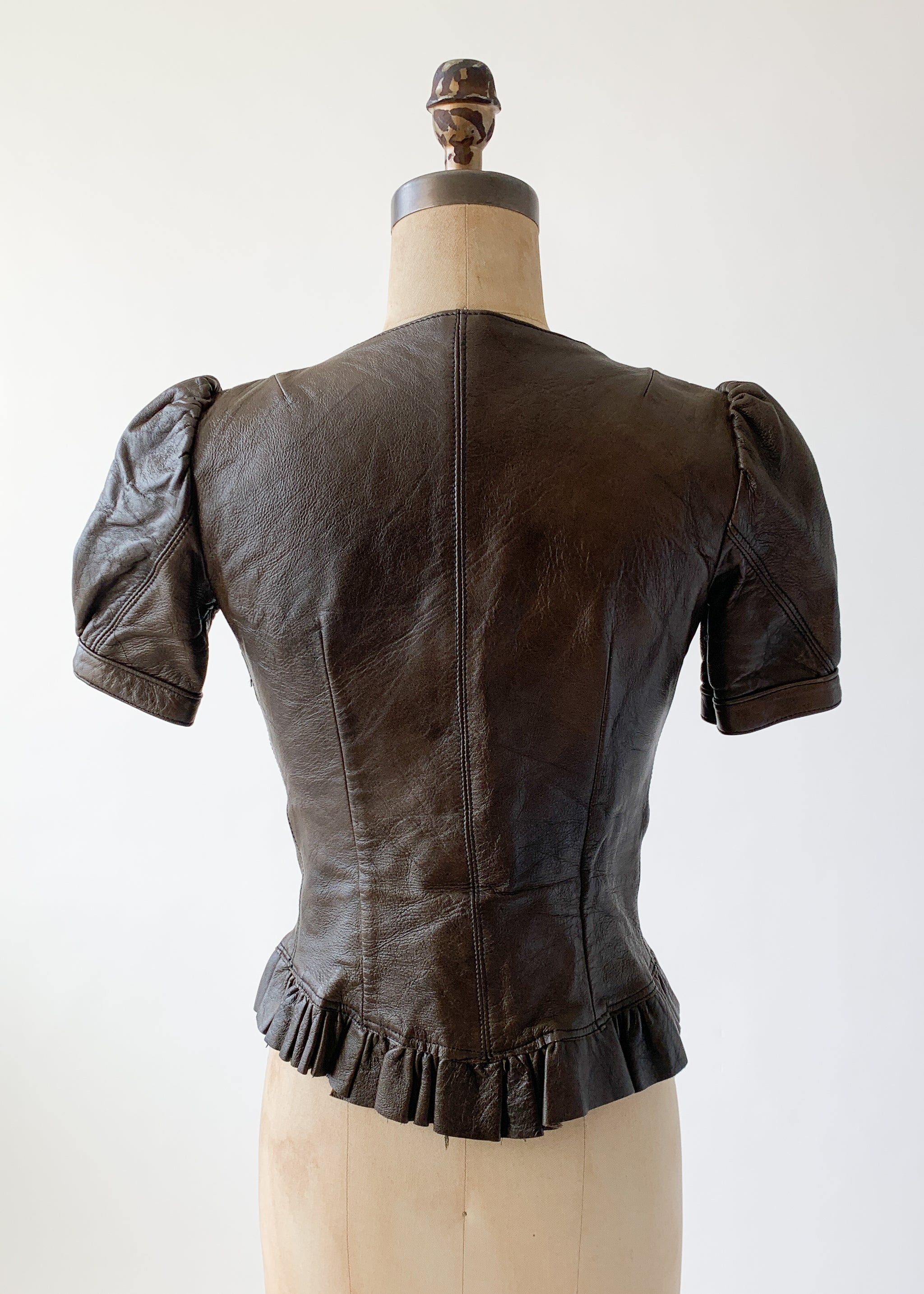 Vintage Leather Lace Up Top