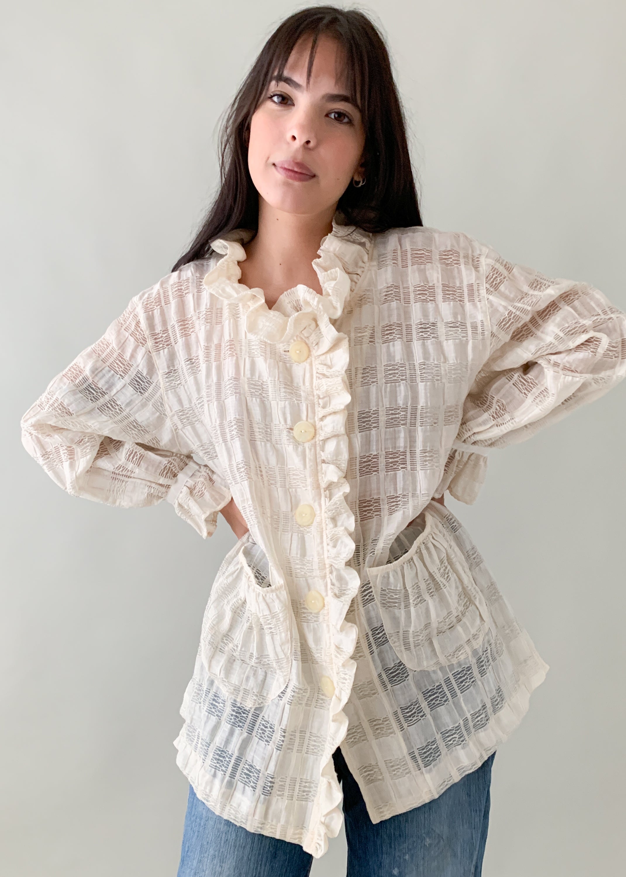 Italian Ruffled Smock Jacket