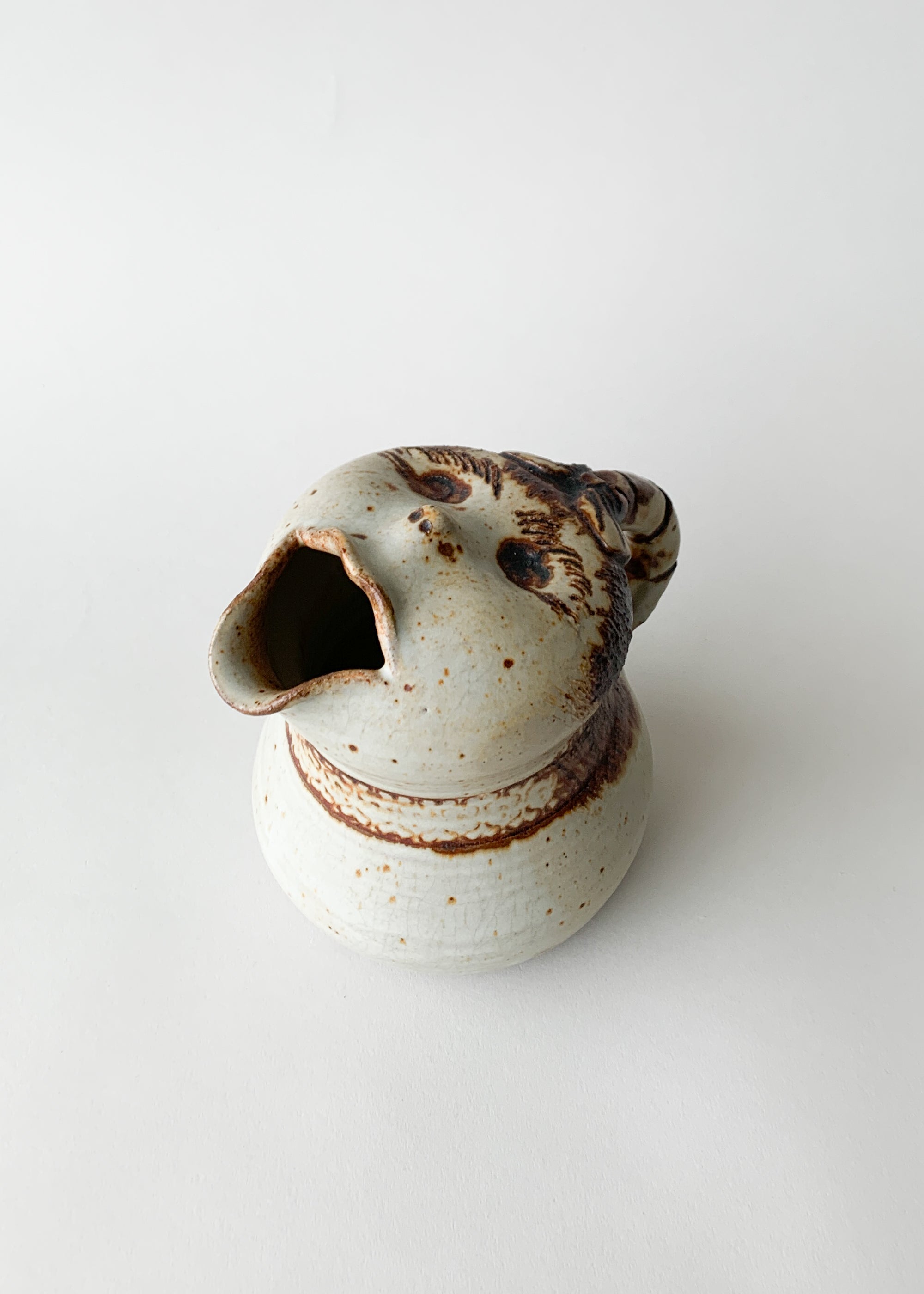 Vintage Face Spout Ceramic Pitcher