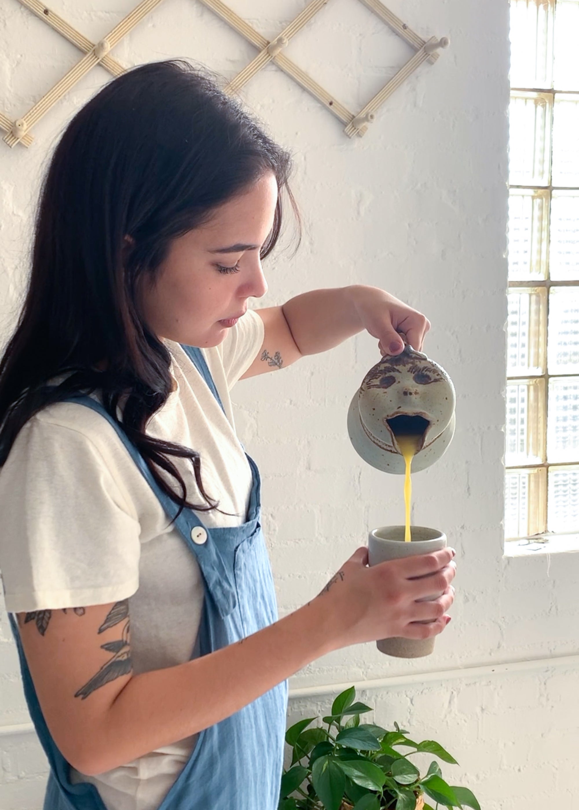 Vintage Face Spout Ceramic Pitcher