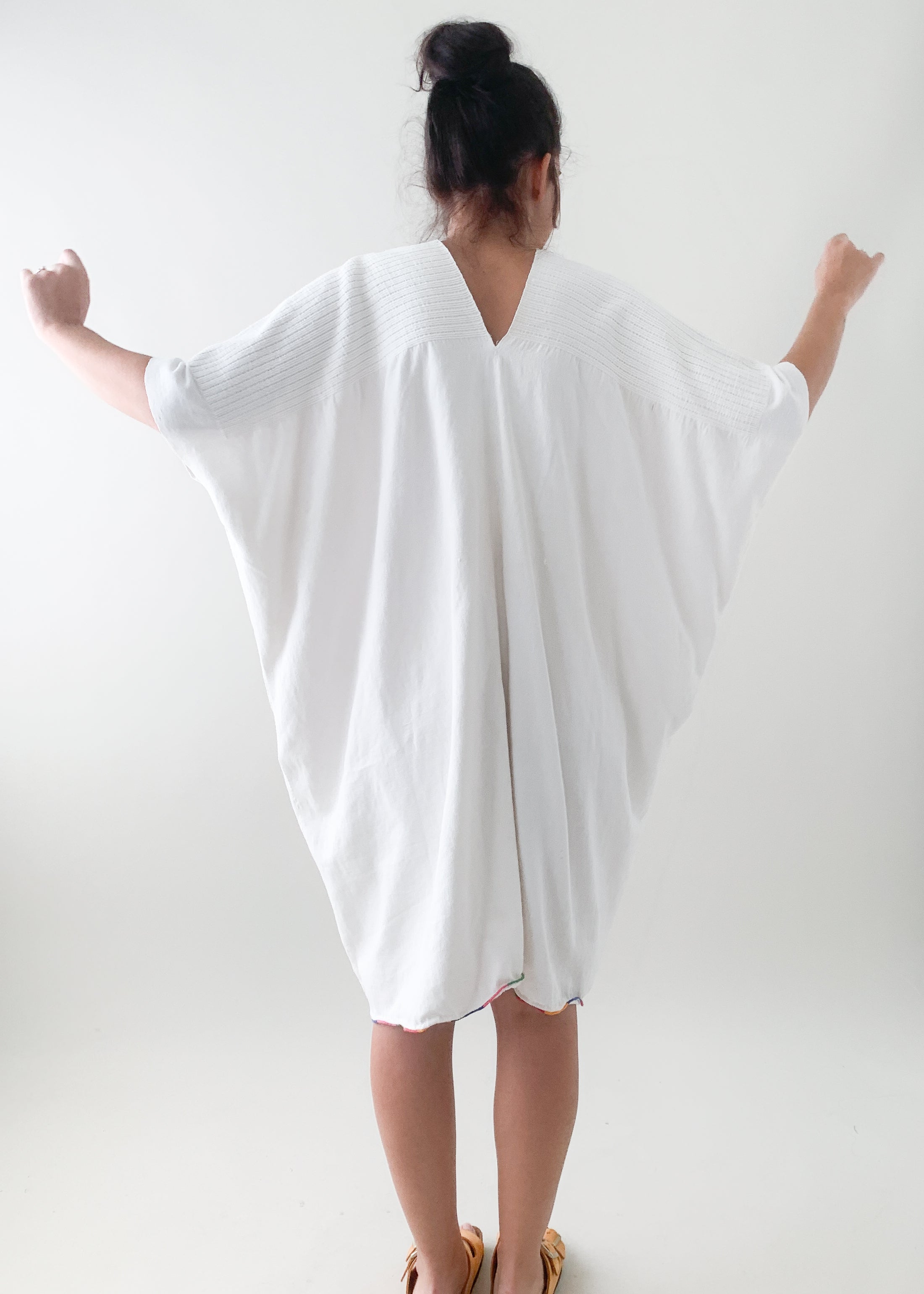 Vintage White Cotton Caftan