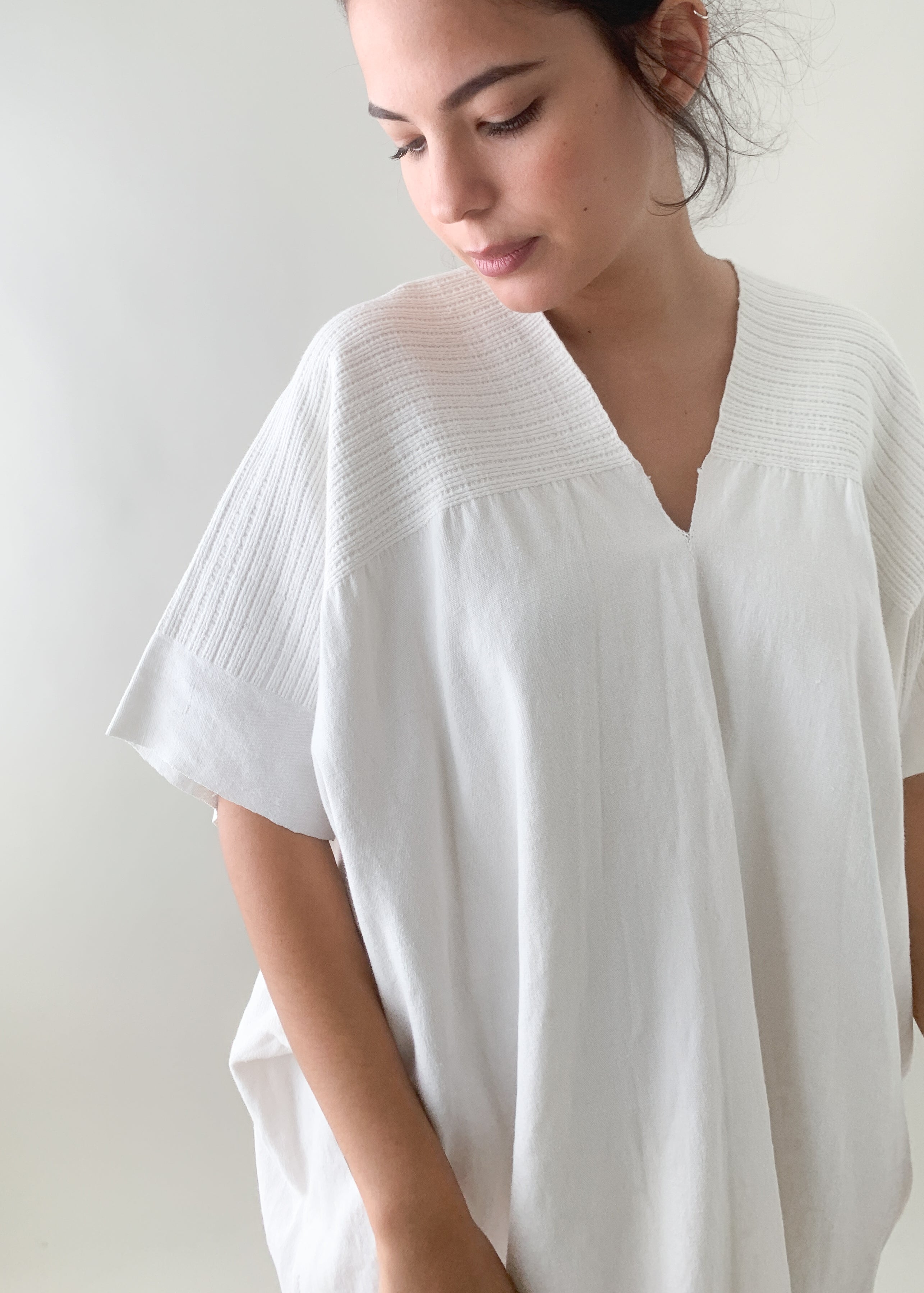 Vintage White Cotton Caftan