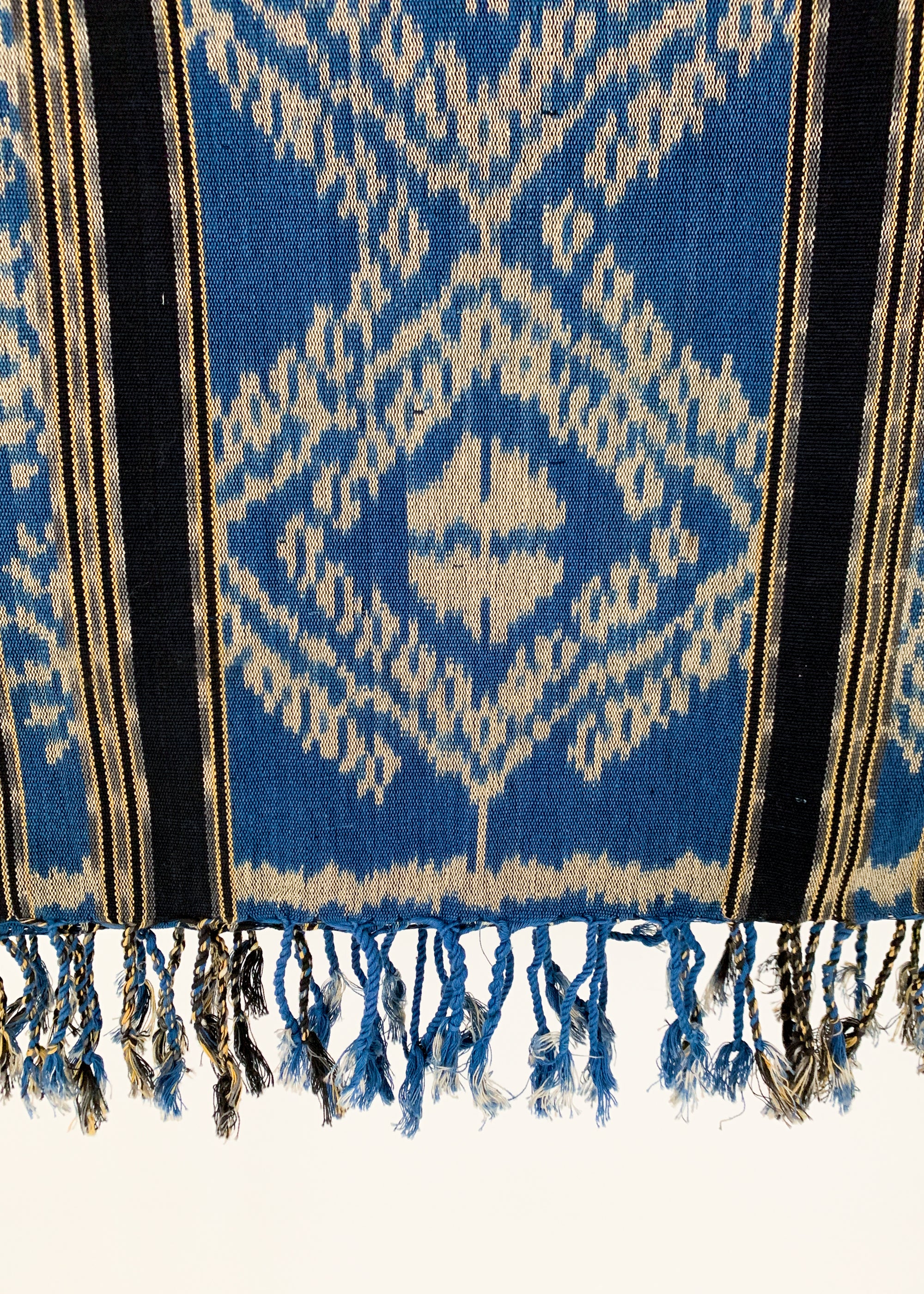 Vintage Blue Woven Ikat Bed Cover