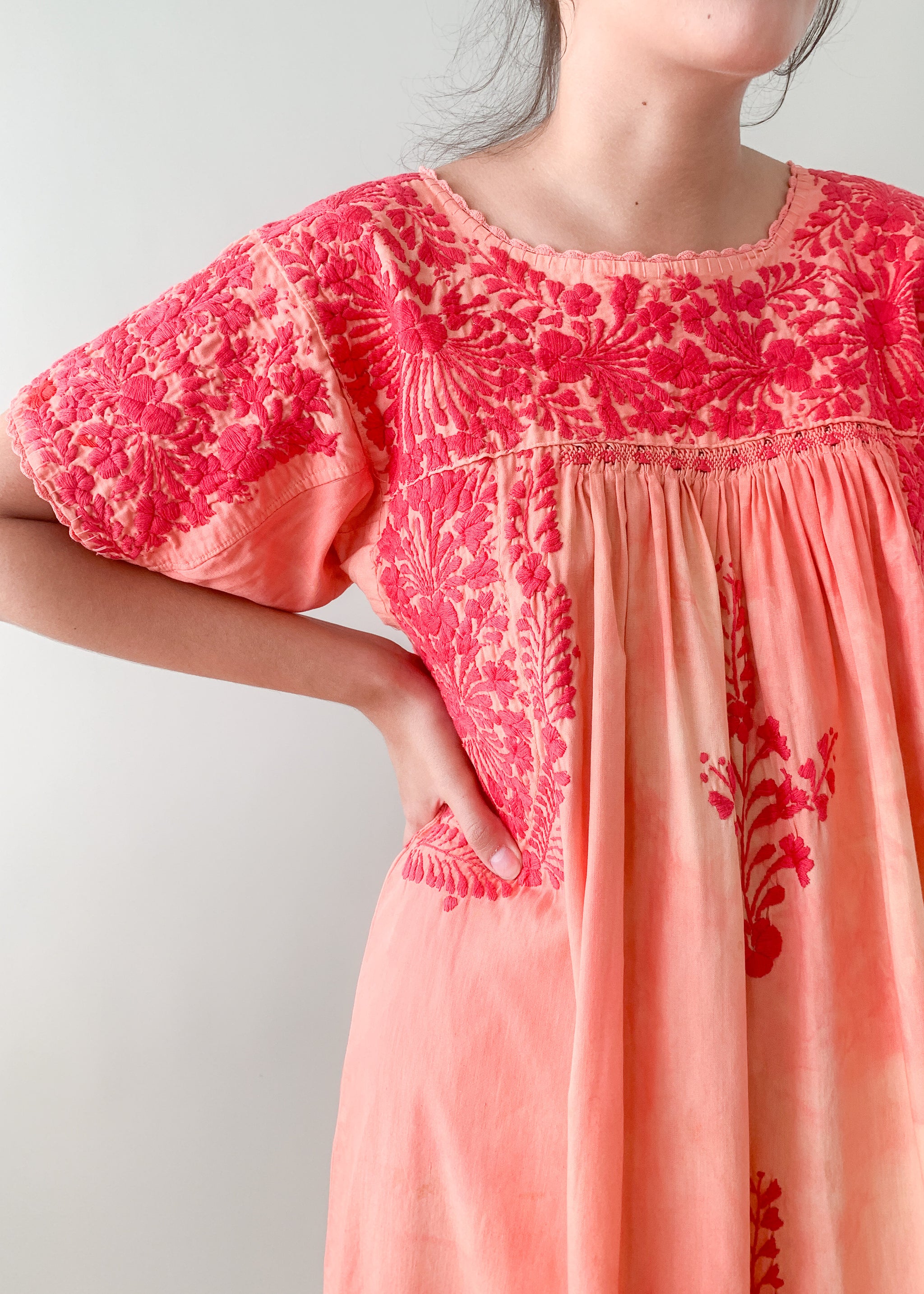 Vintage 1970s Tie Dyed Mexican Embroidered Cotton Dress - Raleigh Vintage Vintage 1970s Tie Dyed Mexican Embroidered Cotton Dress - Raleigh Vintage