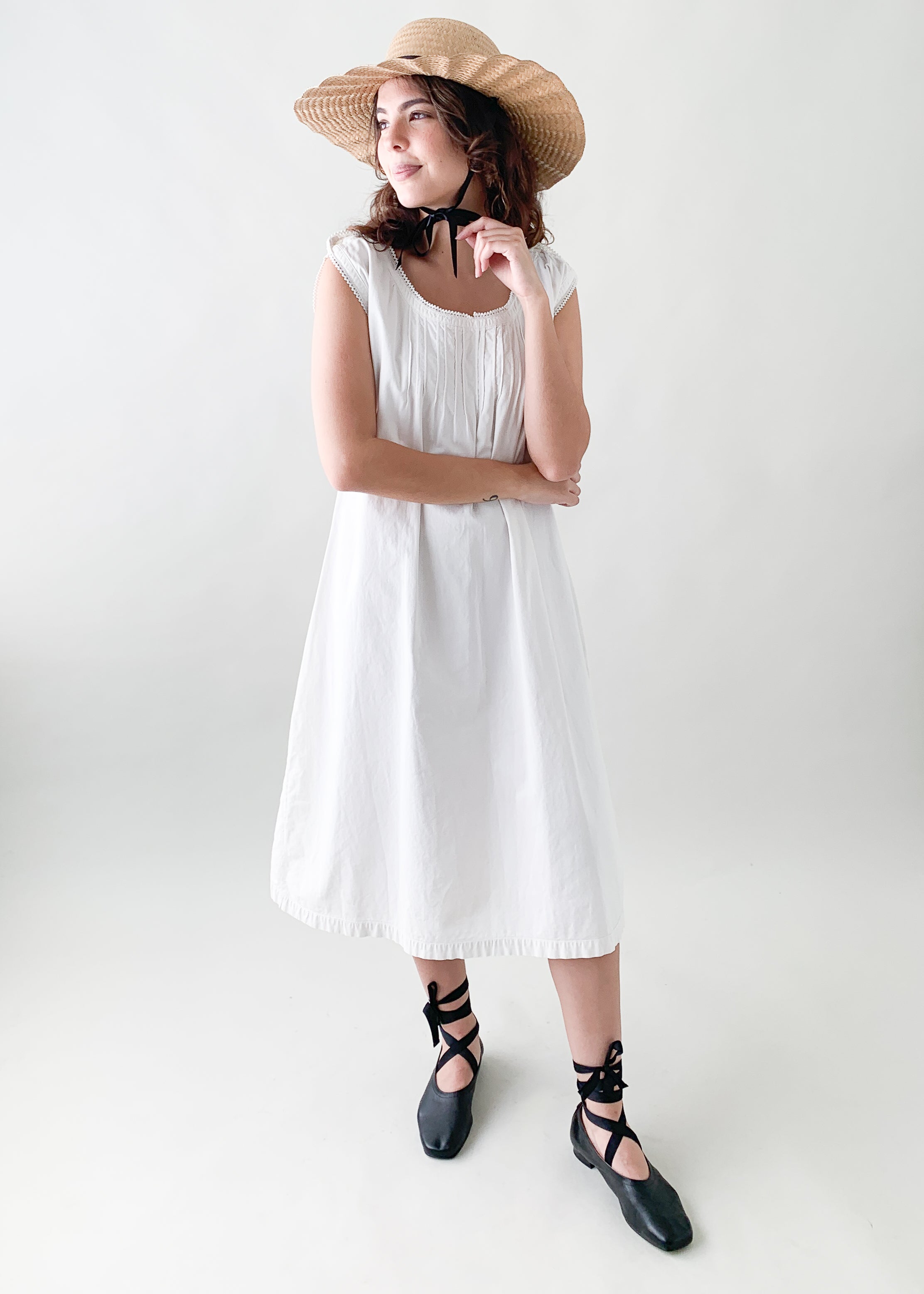Antique Early 1900s White Summer Dress