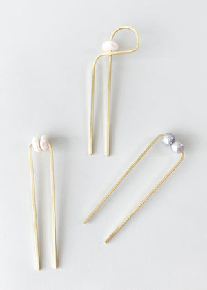 Abstract Pearl and Brass Hair Fork