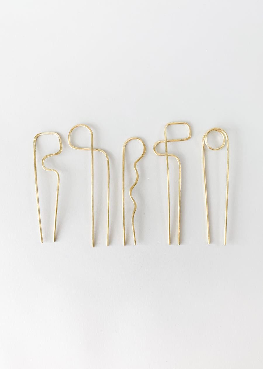 Sculpted Brass Hair Fork