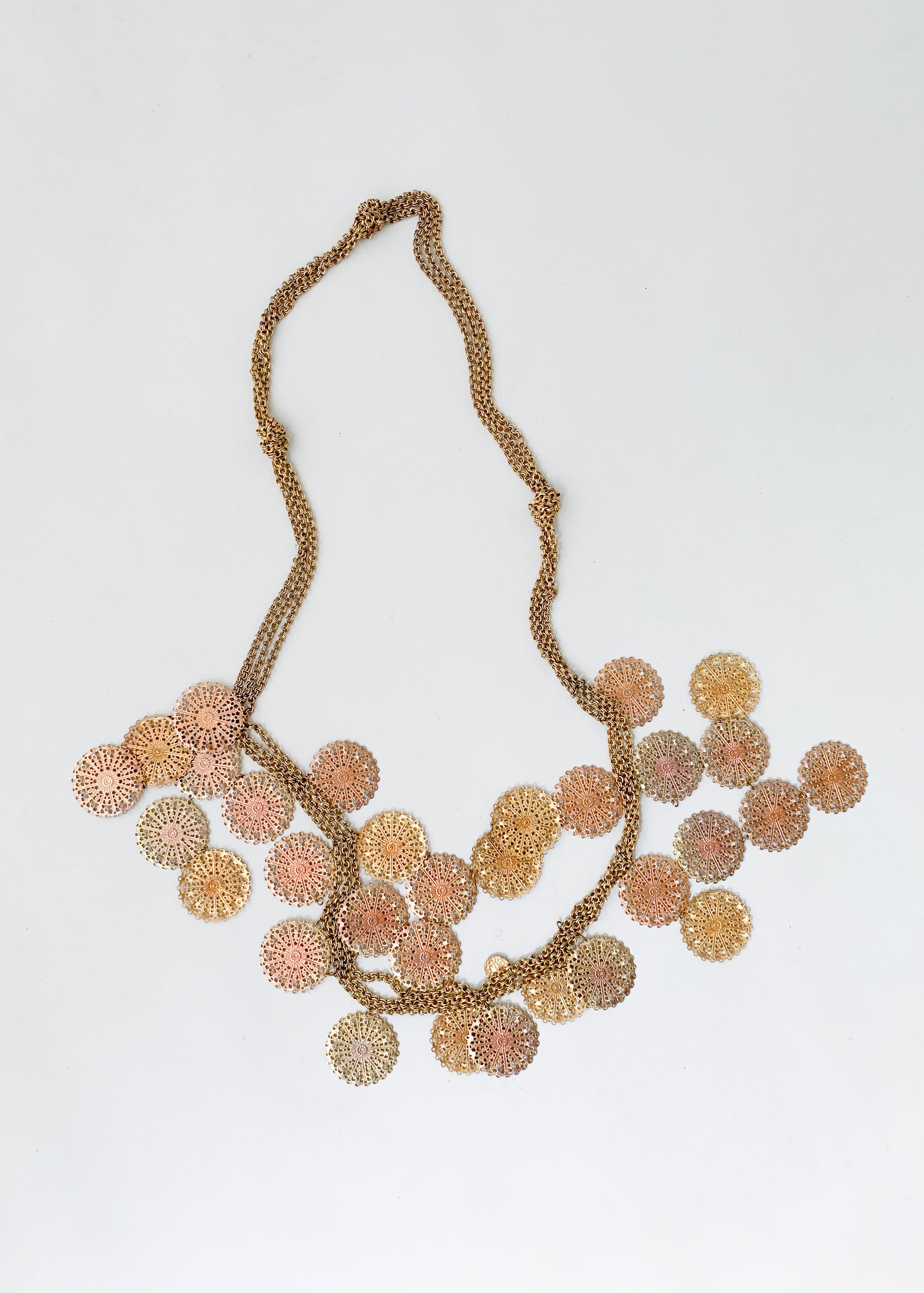 Vintage Brass Dangles Statement Necklace