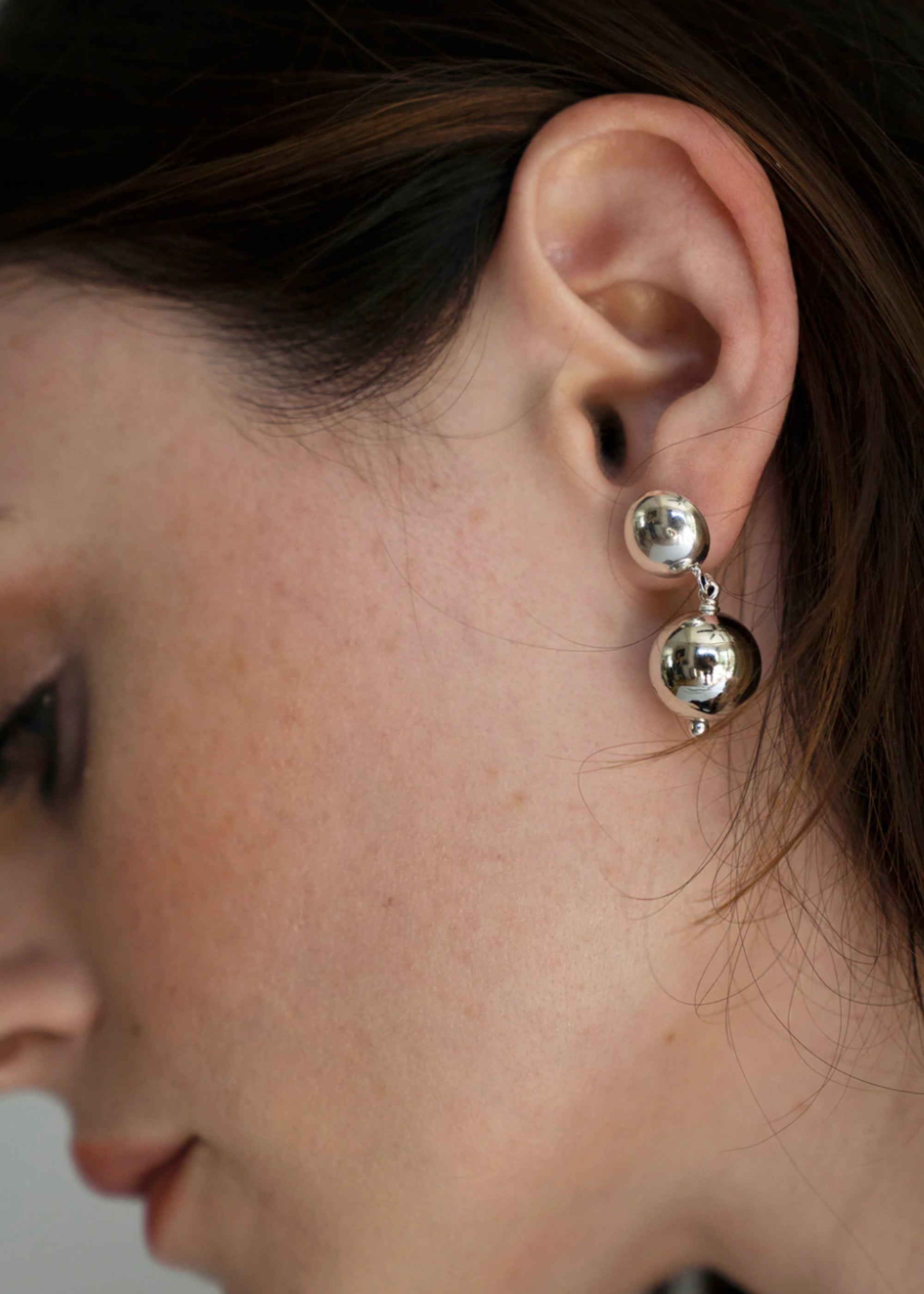 Orb Drop Silver Earrings