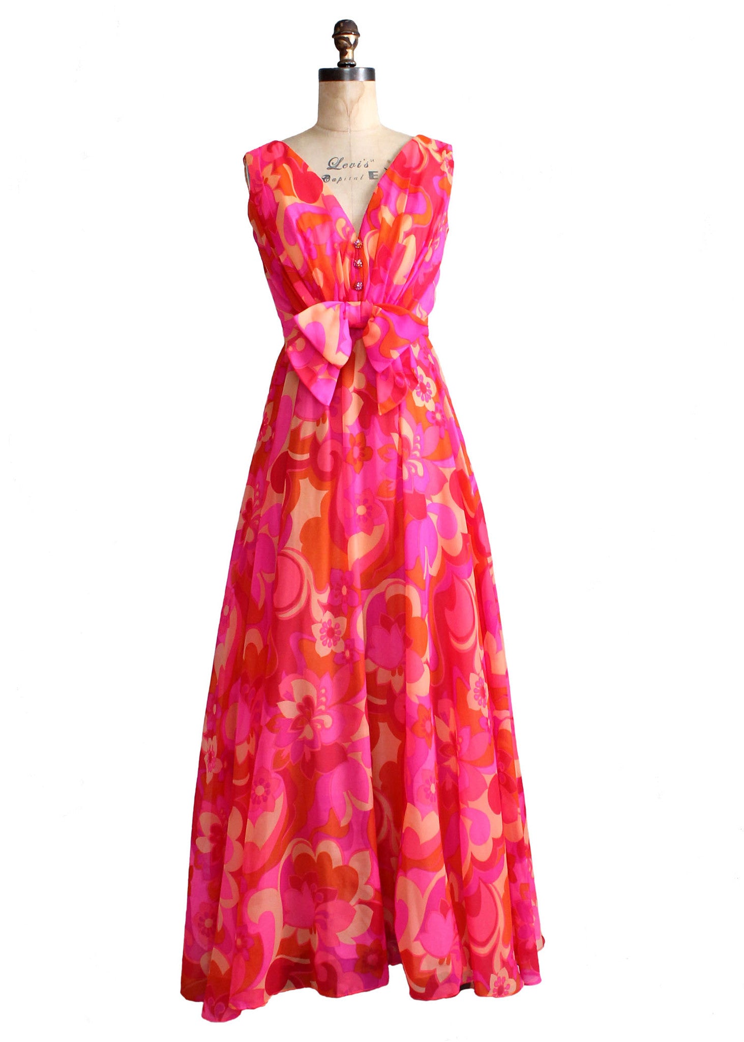 Vintage 1960s Enrico Crista Chiffon Summer Party Maxi Dress - Raleigh Vintage Vintage 1960s Enrico Crista Chiffon Summer Party Maxi Dress - Raleigh Vintage