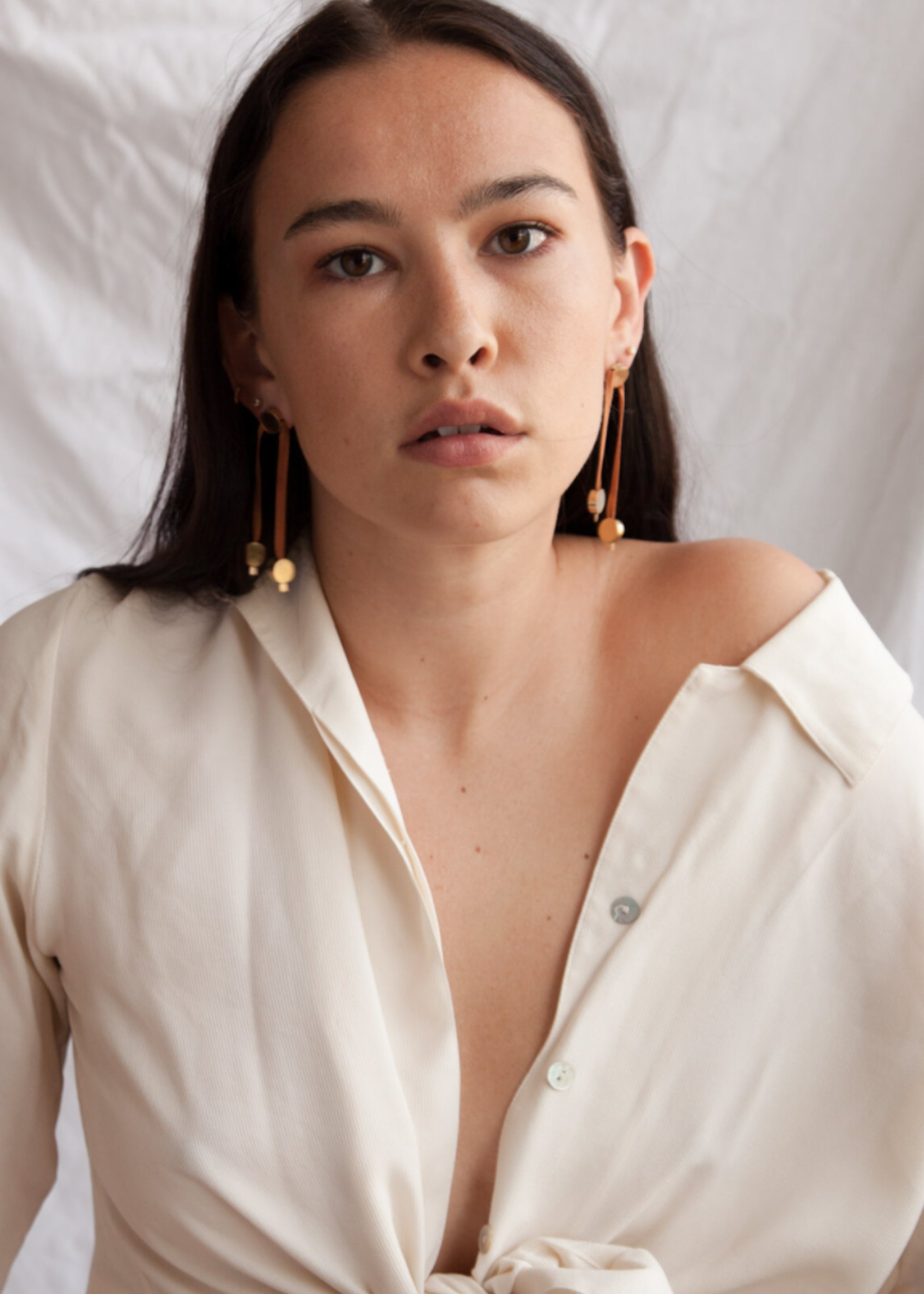 Petite Cascade Earrings in Buff