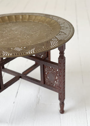 Vintage Moroccan Folding Brass Tray Table
