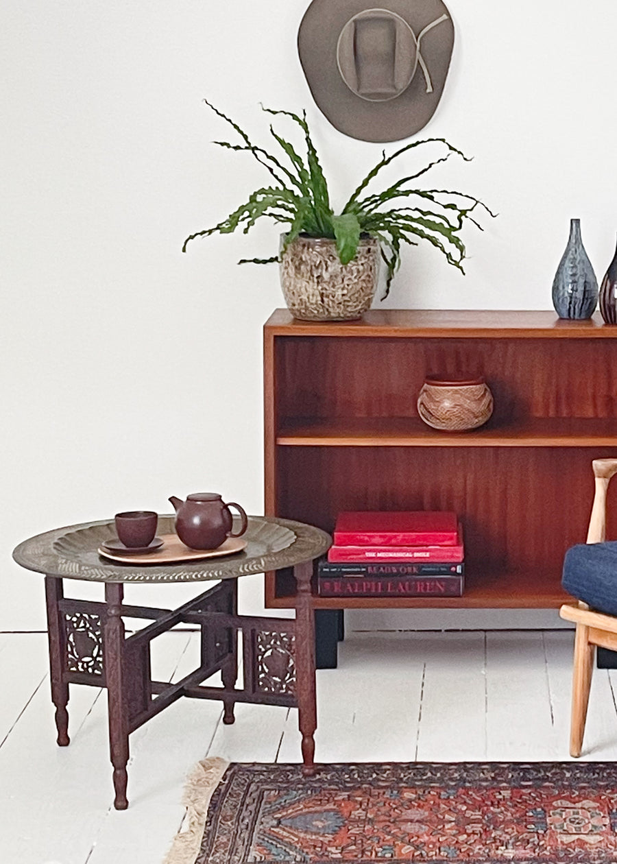 Vintage Moroccan Folding Brass Tray Table
