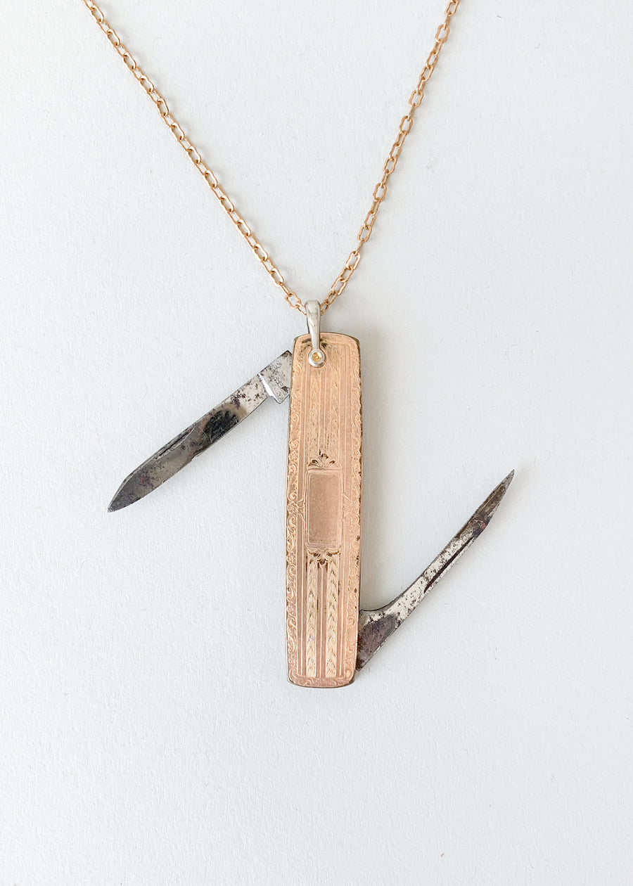 Vintage 1930s Gold-Filled Pocketknife Necklace