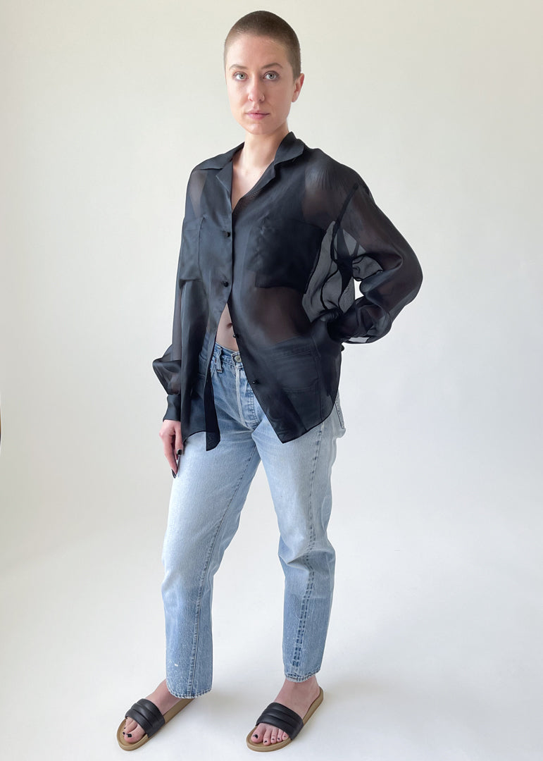 Vintage Sheer Black Oversized Shirt - Raleigh Vintage Vintage Sheer Black Oversized Shirt - Raleigh Vintage